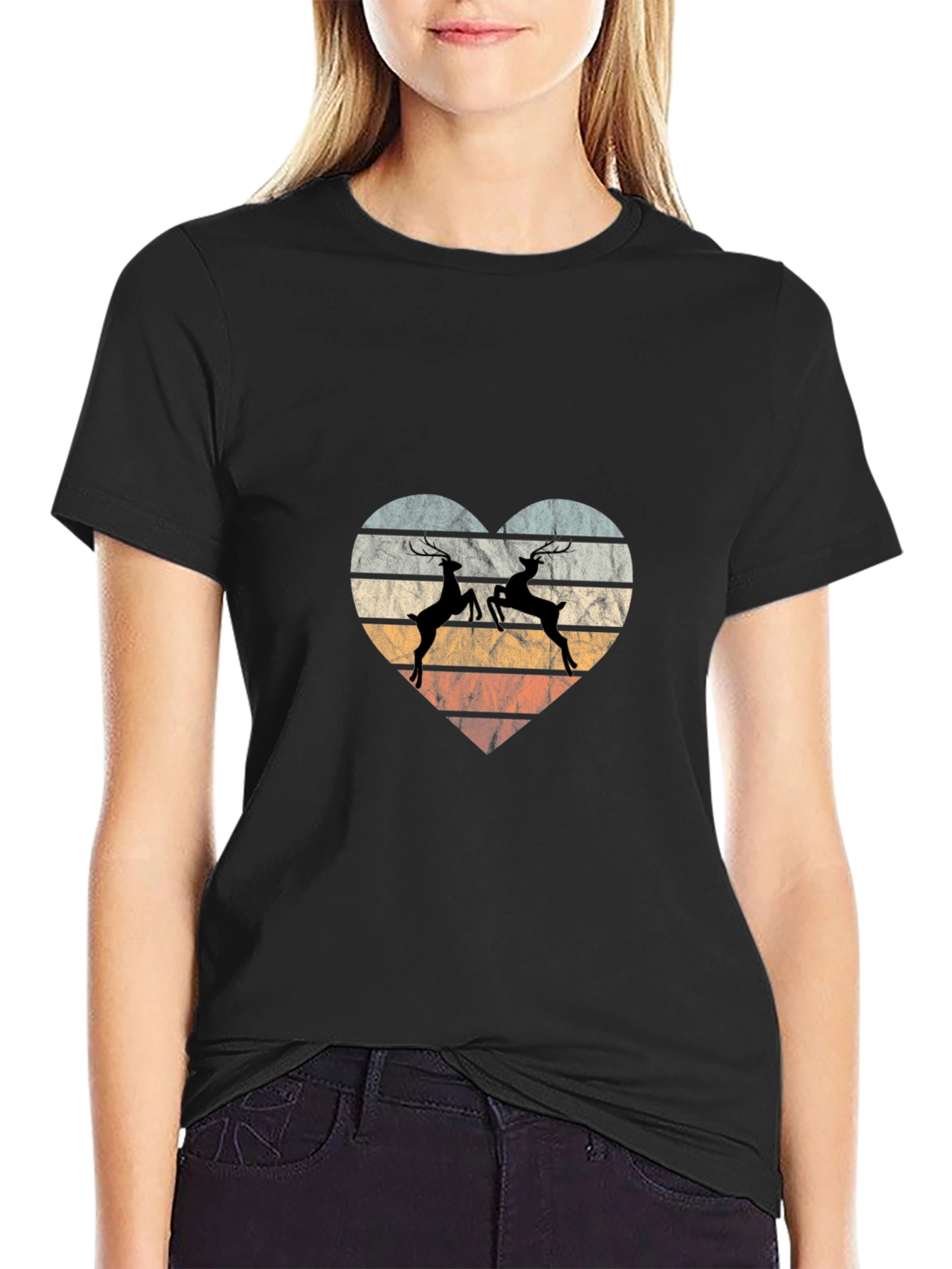 Deer Heart Graphic Tee - Retro Style