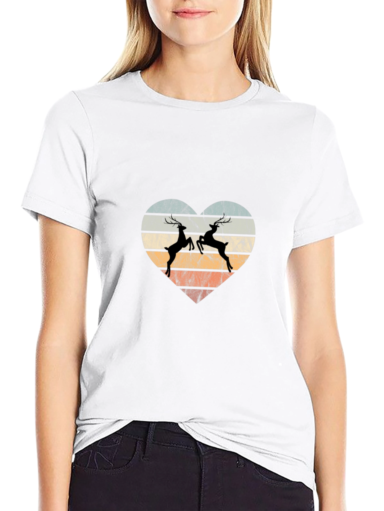 Deer Heart Graphic Tee - Retro Style