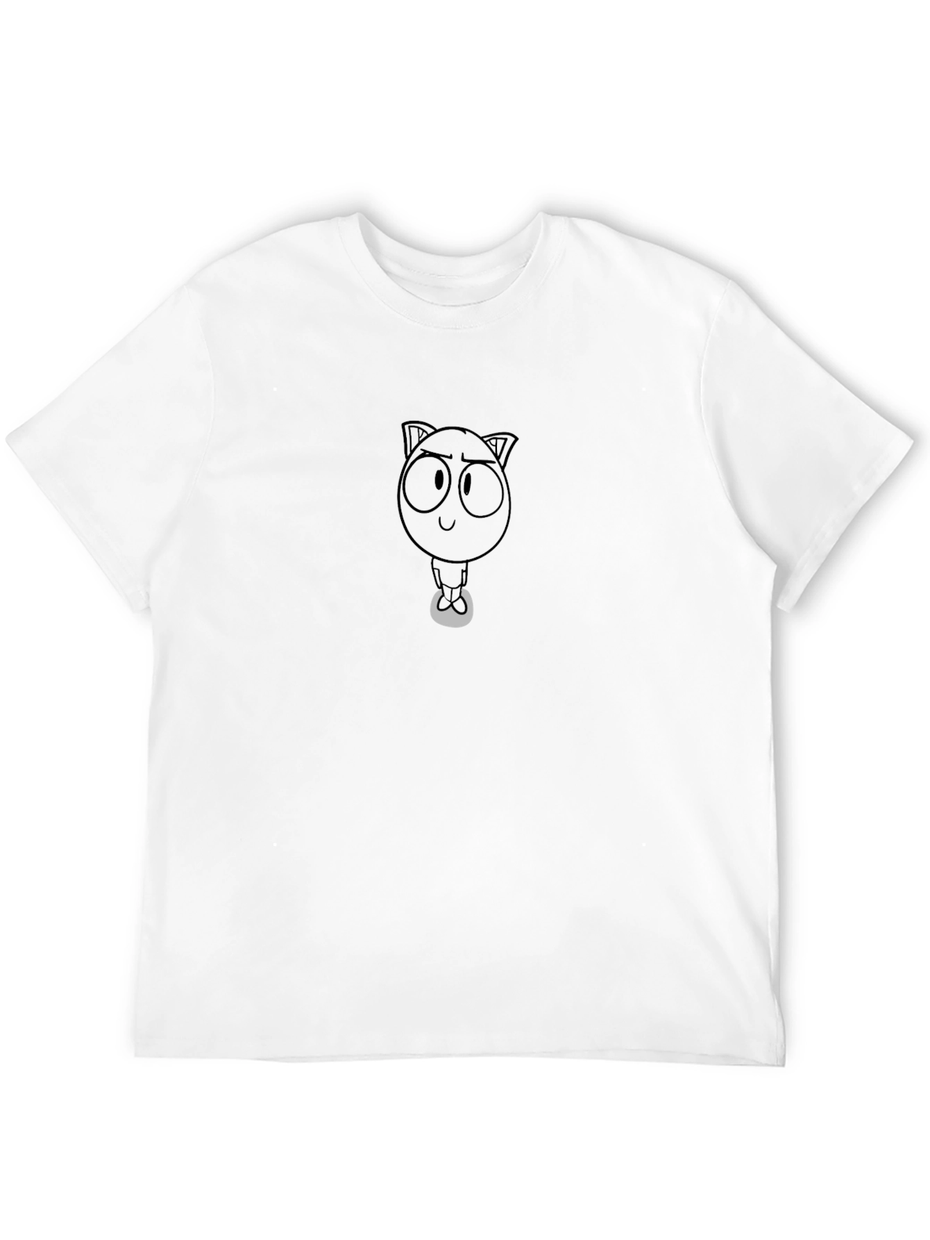Black Cartoon Cat Graphic Tee - Unisex