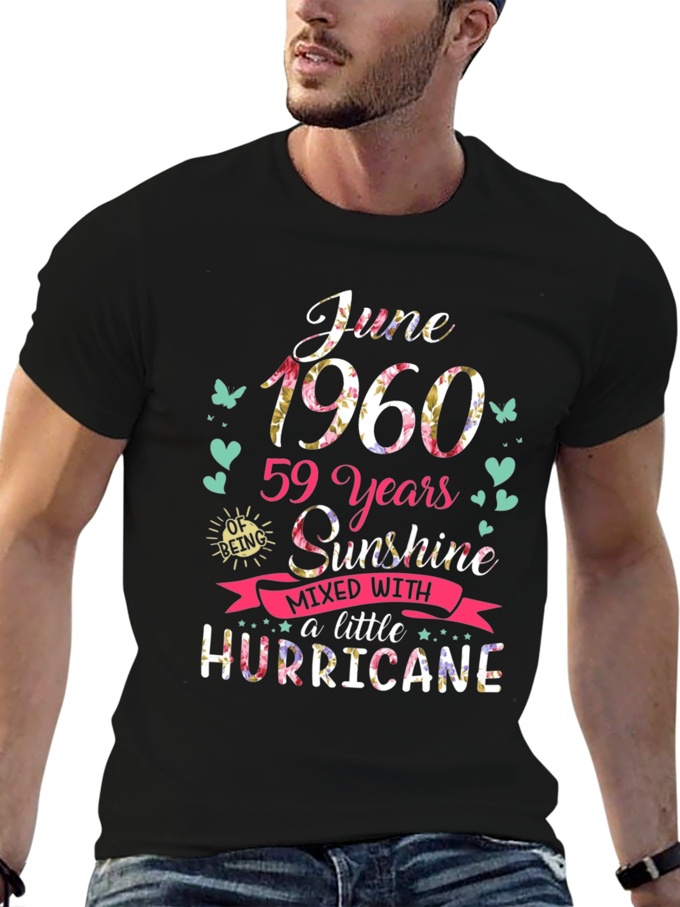 June 1960 Birthday T-Shirt - Sunshine & Hurricane