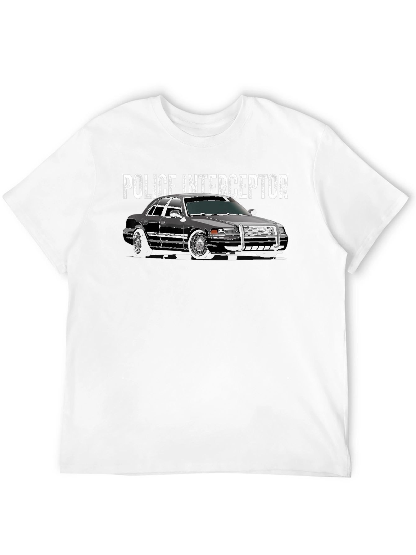 Police Interceptor Car Graphic Black T-Shirt