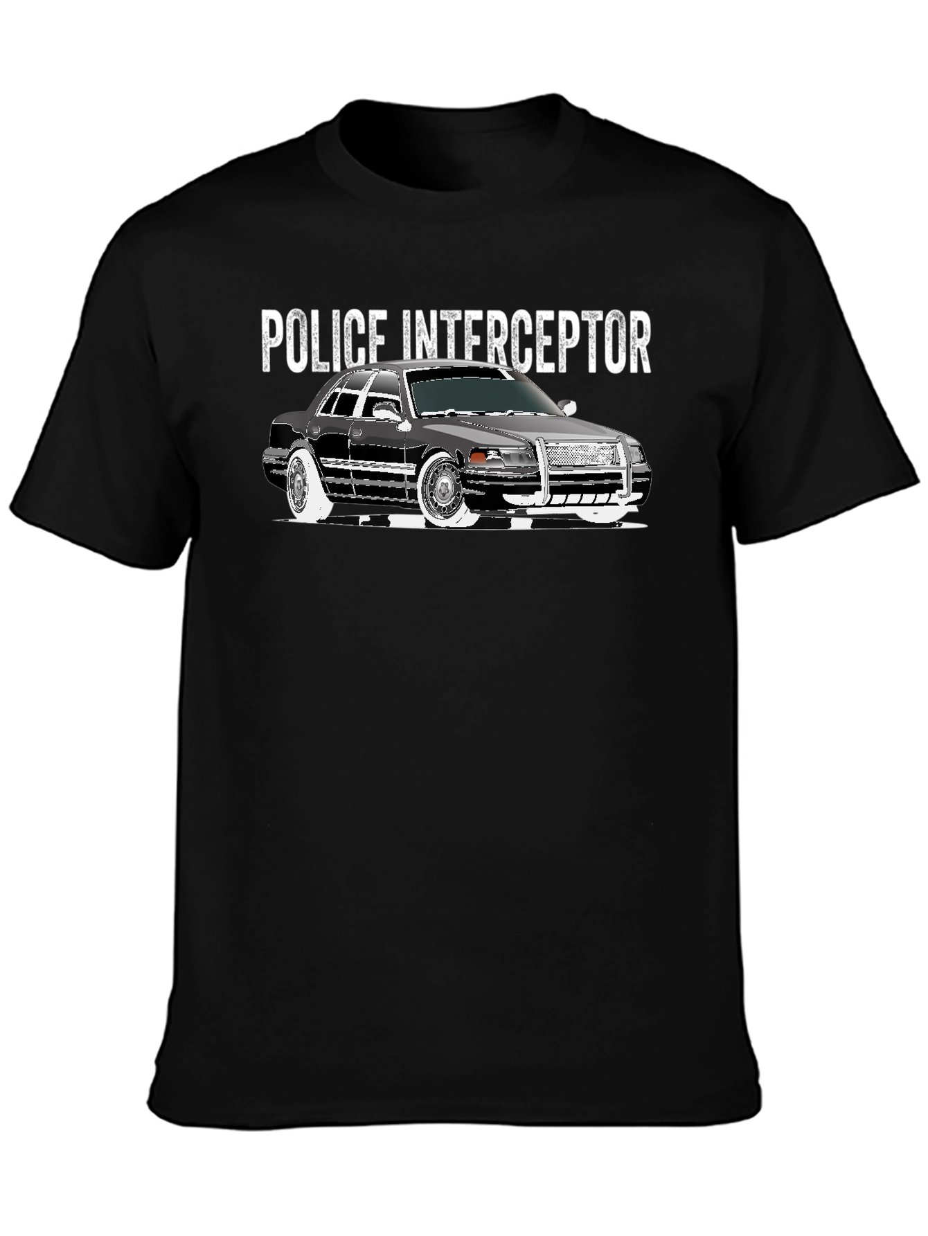Police Interceptor Car Graphic Black T-Shirt
