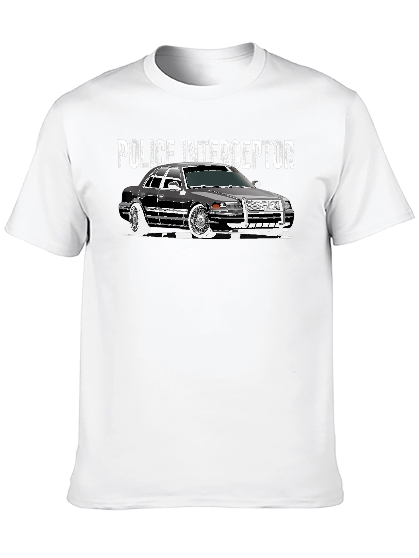 Police Interceptor Car Graphic Black T-Shirt