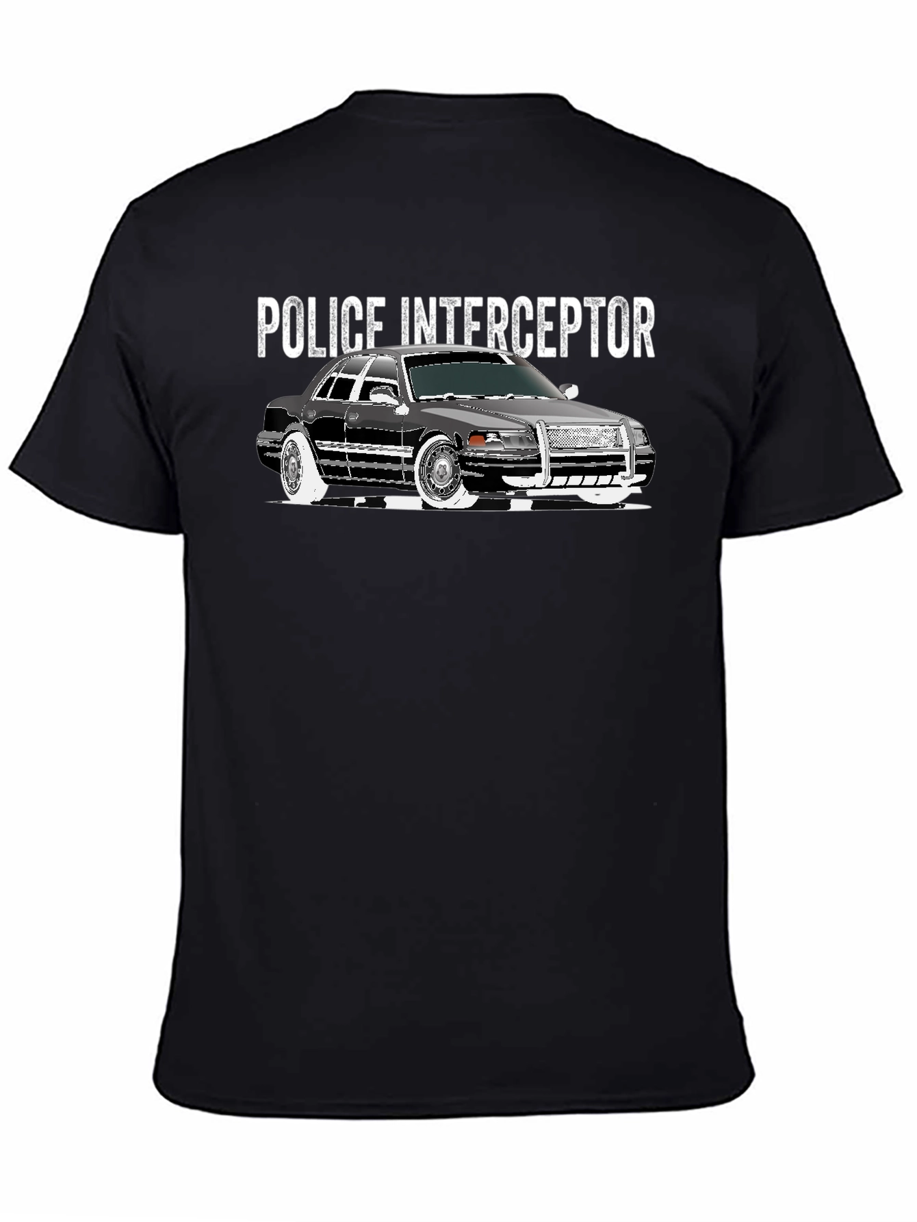 Police Interceptor Car Graphic Black T-Shirt