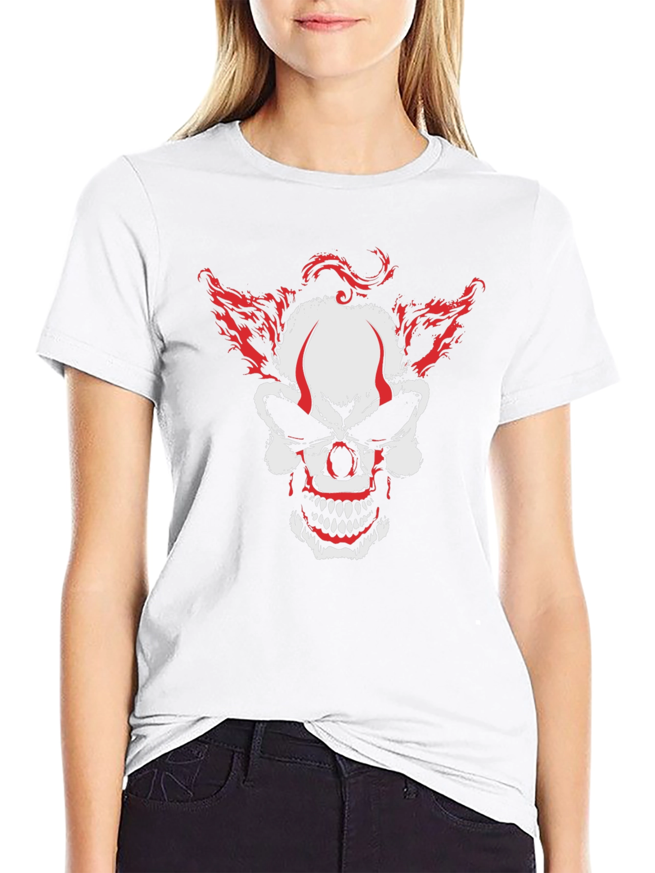 Scary Clown Skull Graphic Tee - Mens Black T-Shirt