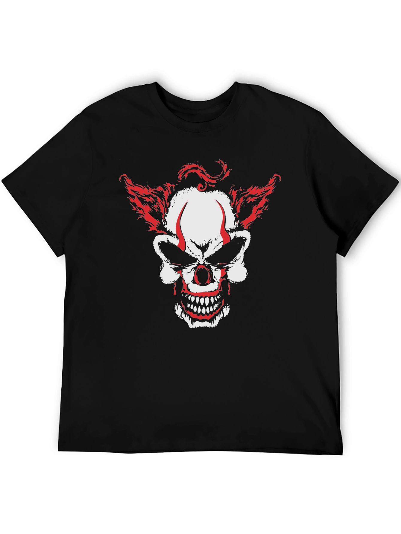 Scary Clown Skull Graphic Tee - Mens Black T-Shirt