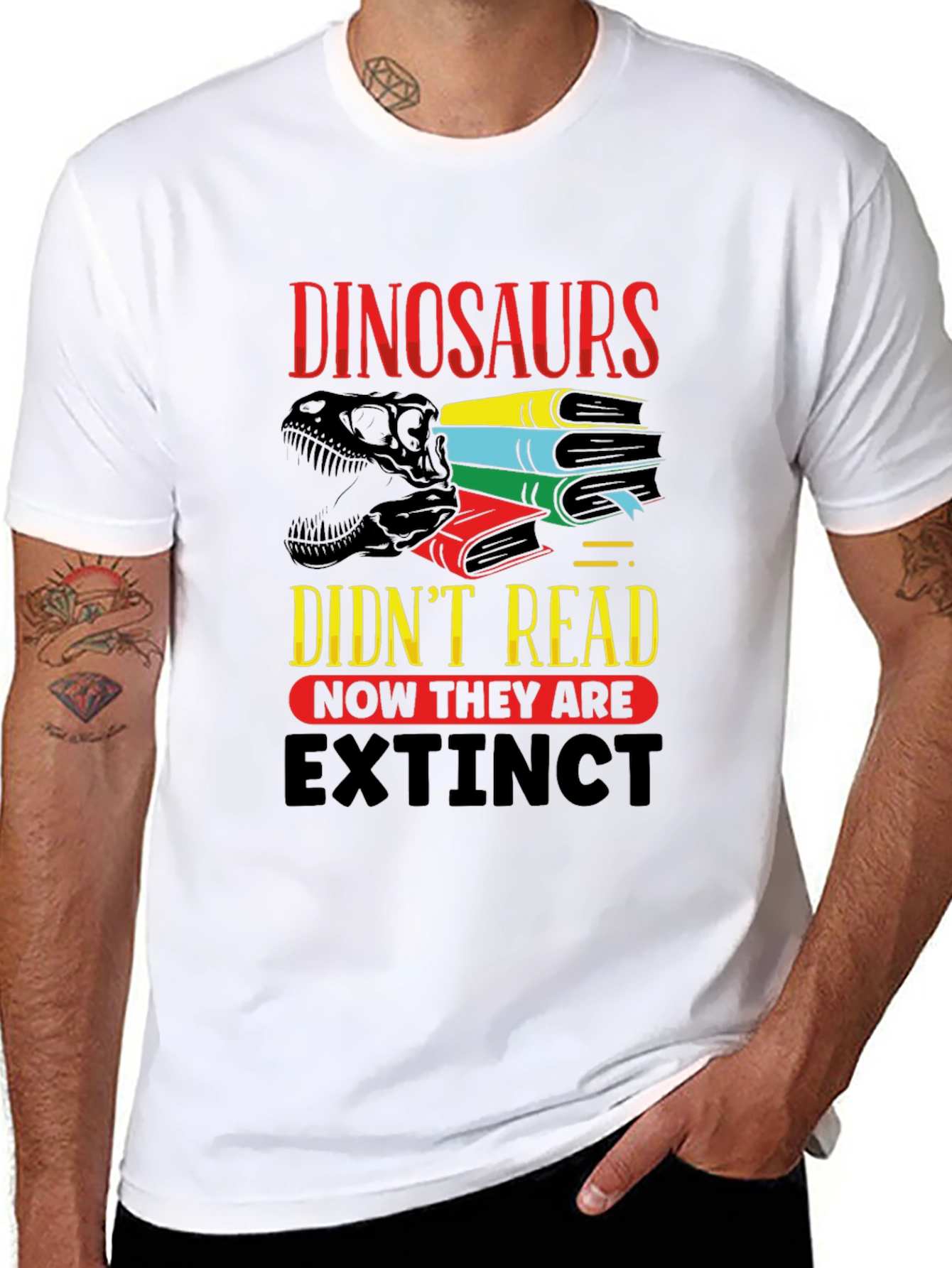 Dinosaurs Didnt Read T-Shirt - Extinct Funny Tee