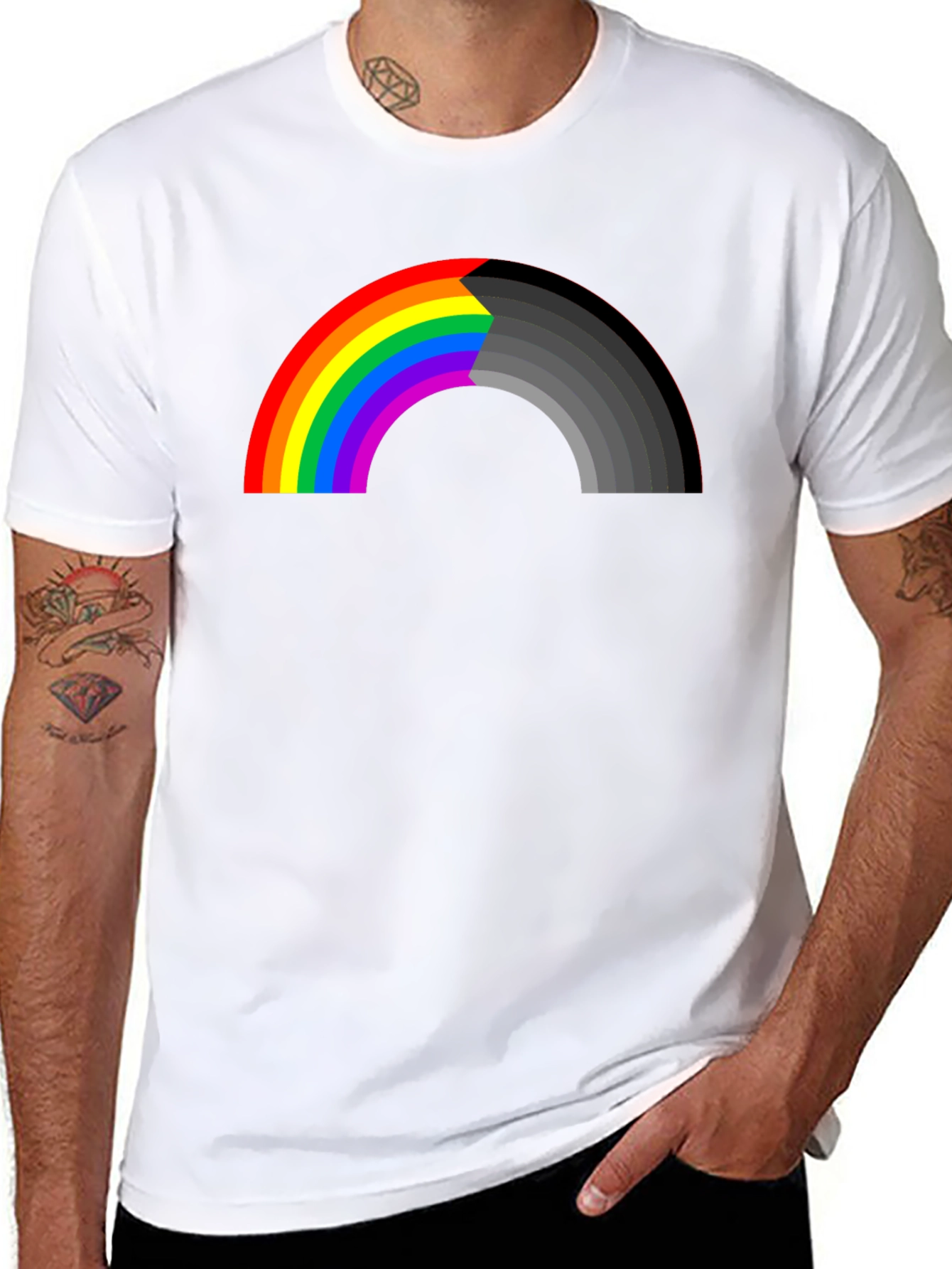 Rainbow to Gray Mens Graphic T-Shirt