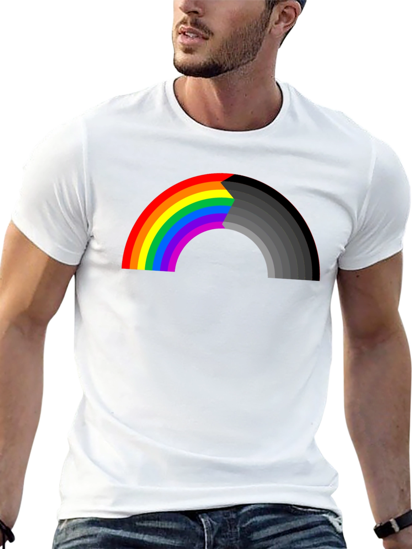 Rainbow to Gray Mens Graphic T-Shirt