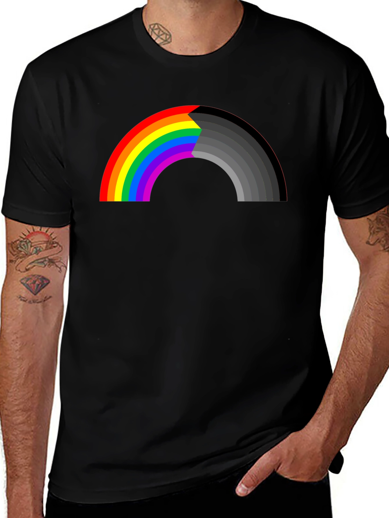Rainbow to Gray Mens Graphic T-Shirt