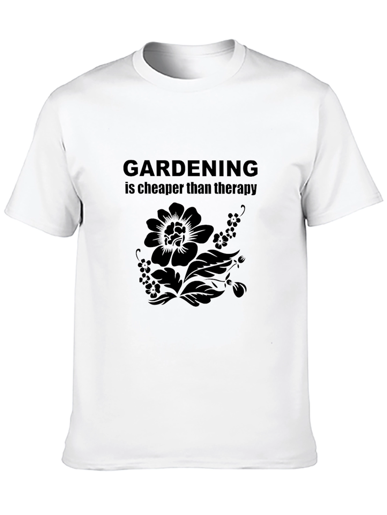 Gardening Cheaper Than Therapy Black Graphic Tee