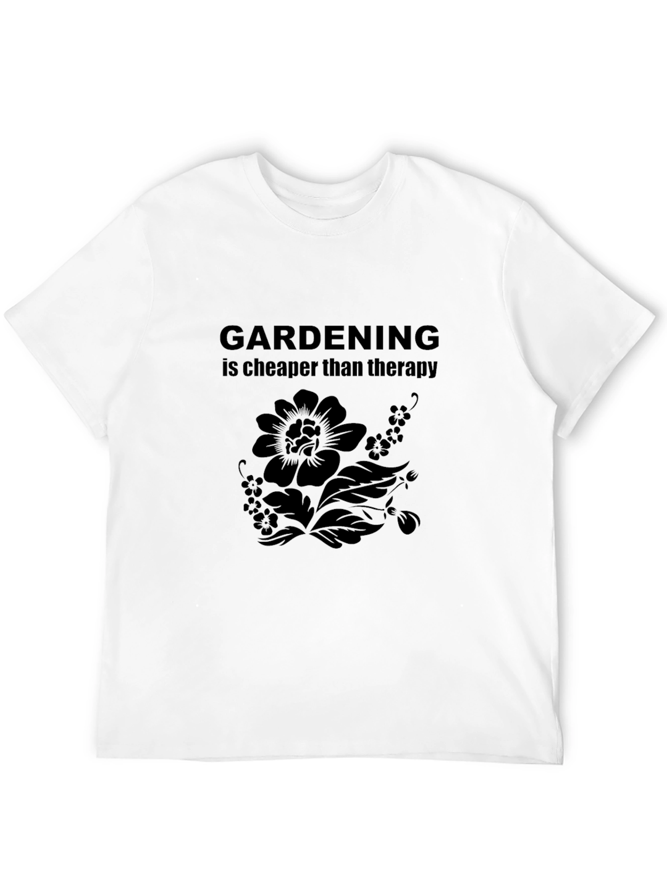 Gardening Cheaper Than Therapy Black Graphic Tee