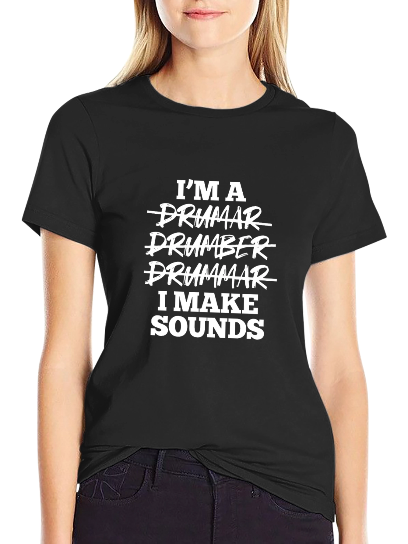 I Make Sounds Black T-Shirt - Drummer Funny Tee