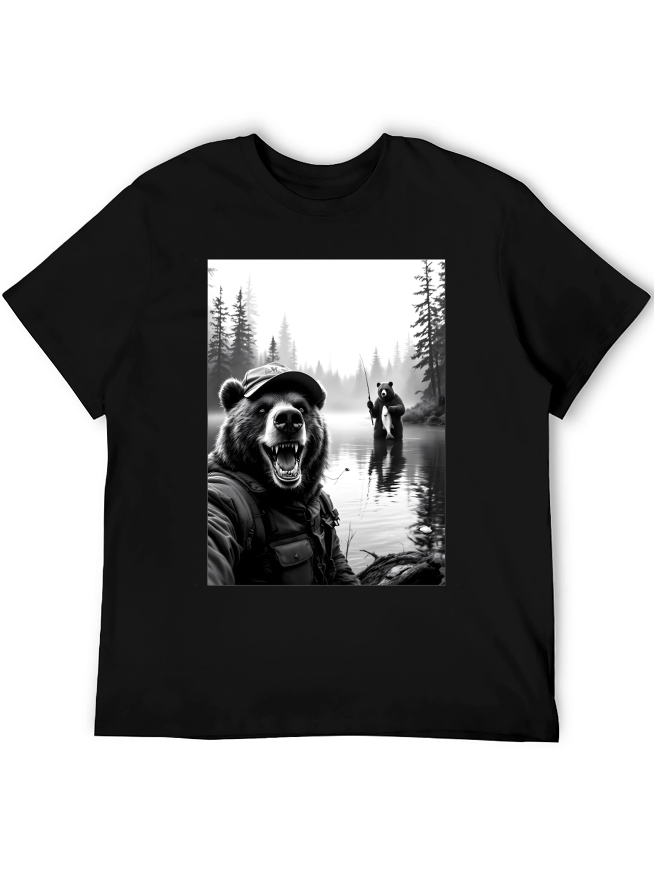 Bear Fishing T-Shirt: Funny Nature Tee