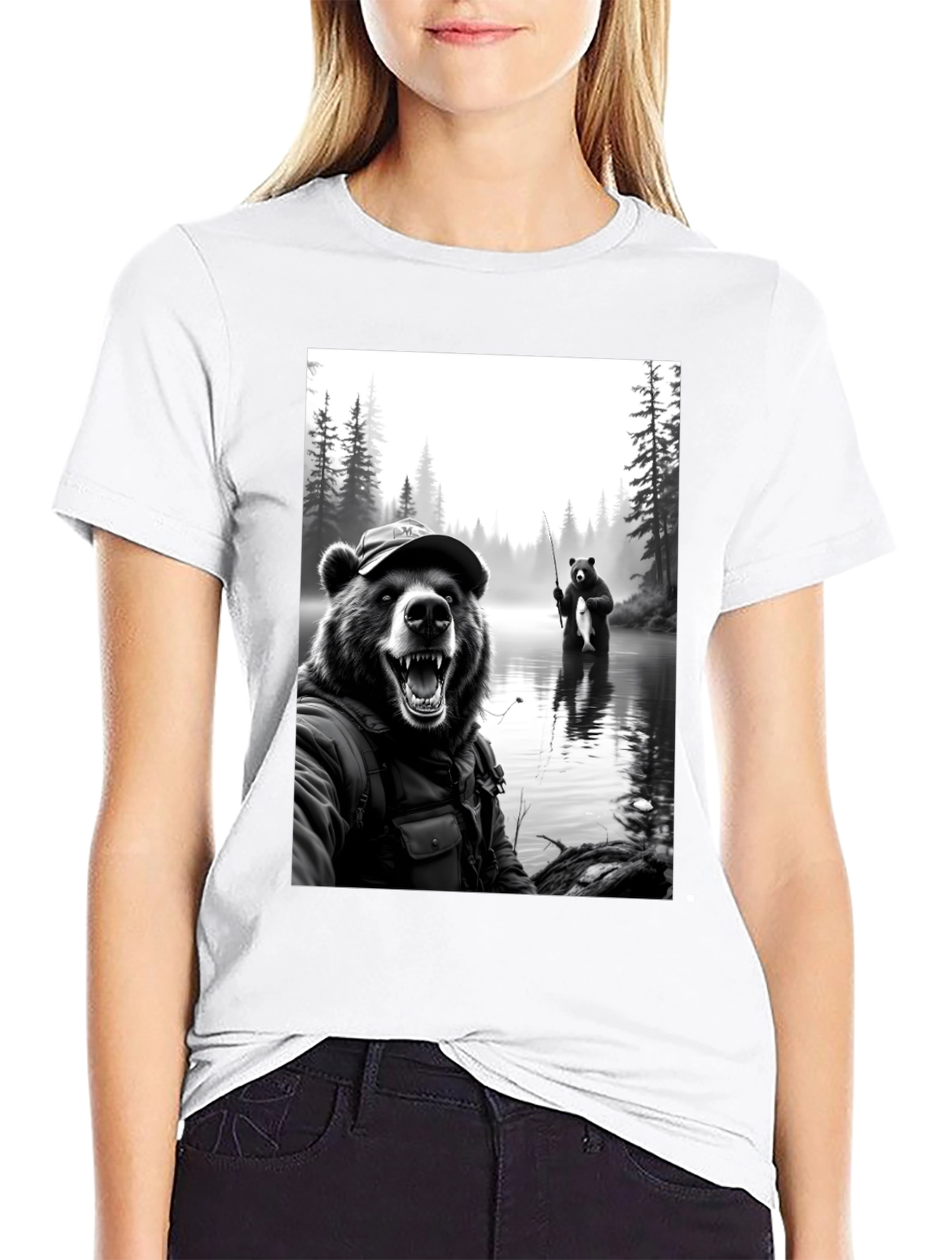 Bear Fishing T-Shirt: Funny Nature Tee
