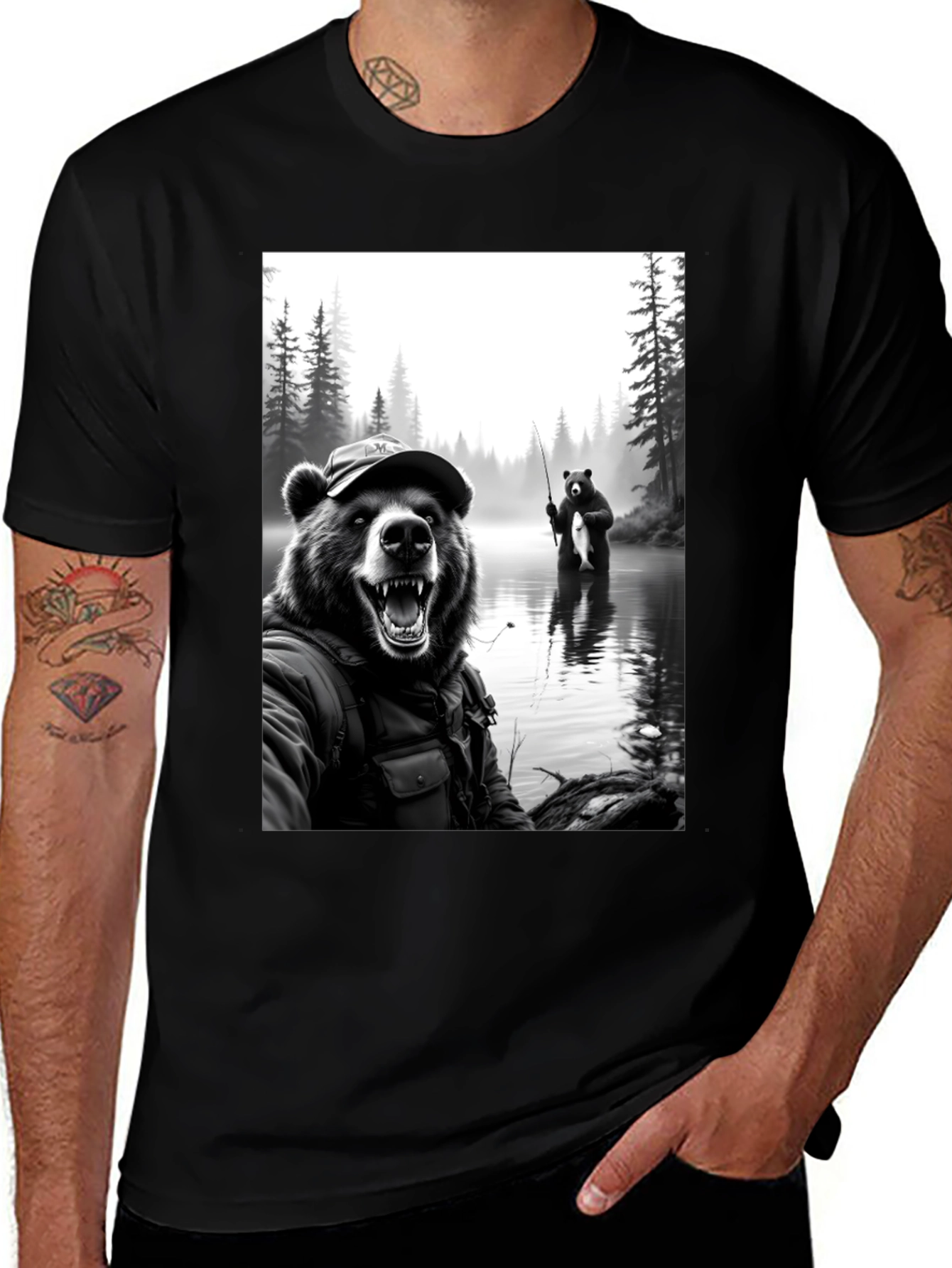 Bear Fishing T-Shirt: Funny Nature Tee