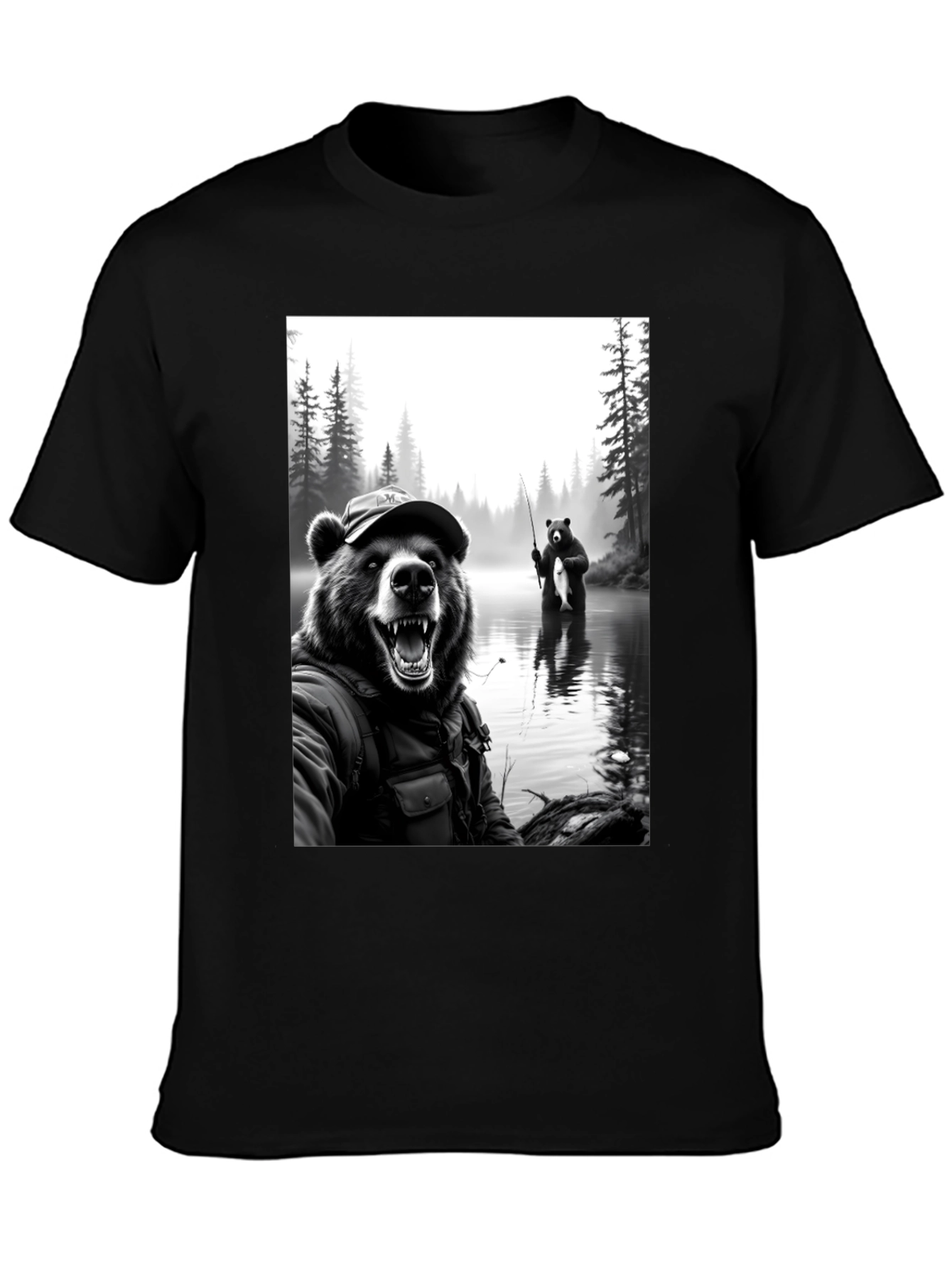 Bear Fishing T-Shirt: Funny Nature Tee