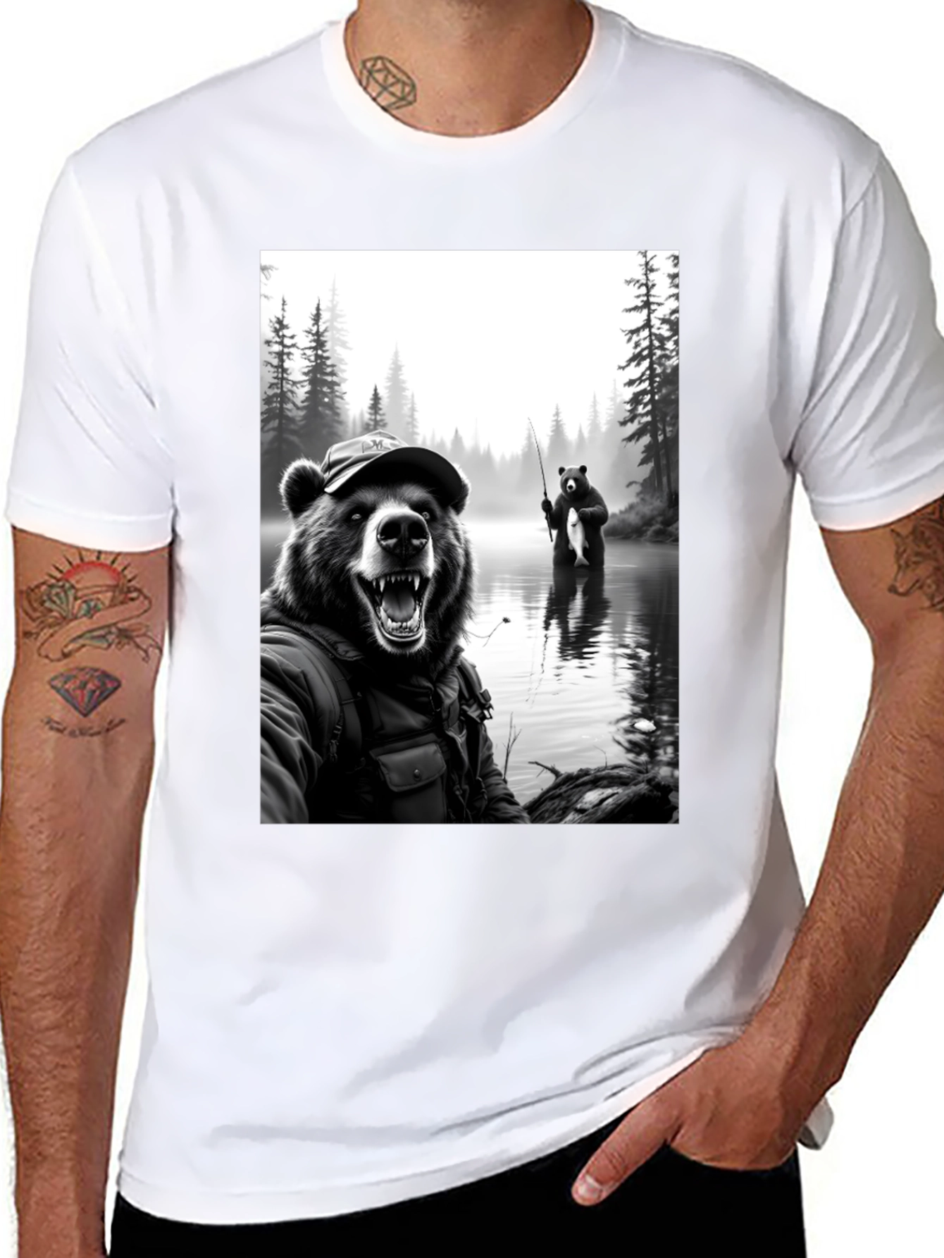 Bear Fishing T-Shirt: Funny Nature Tee
