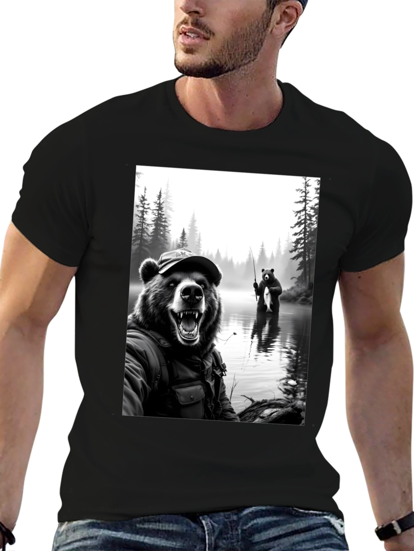 Bear Fishing T-Shirt: Funny Nature Tee