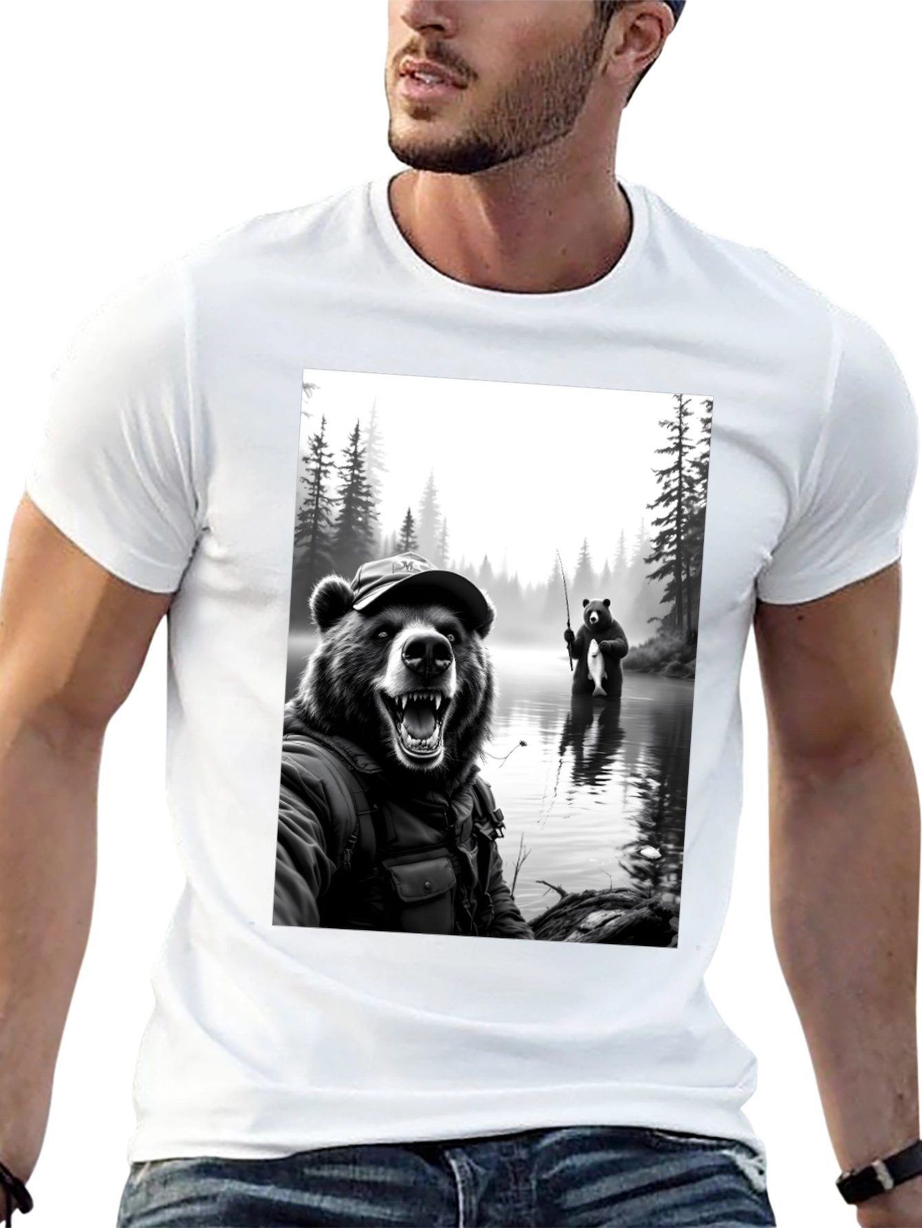 Bear Fishing T-Shirt: Funny Nature Tee