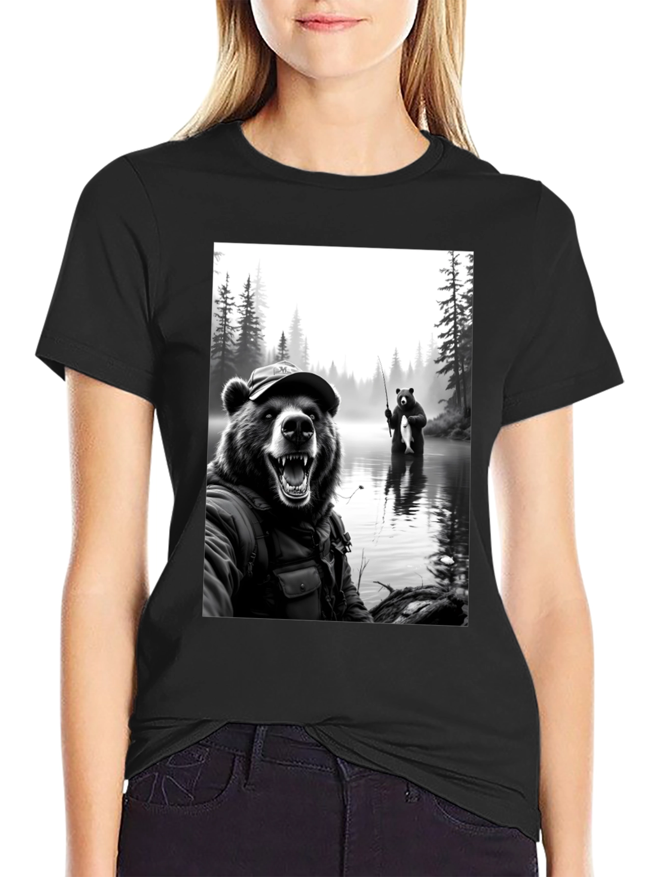 Bear Fishing T-Shirt: Funny Nature Tee