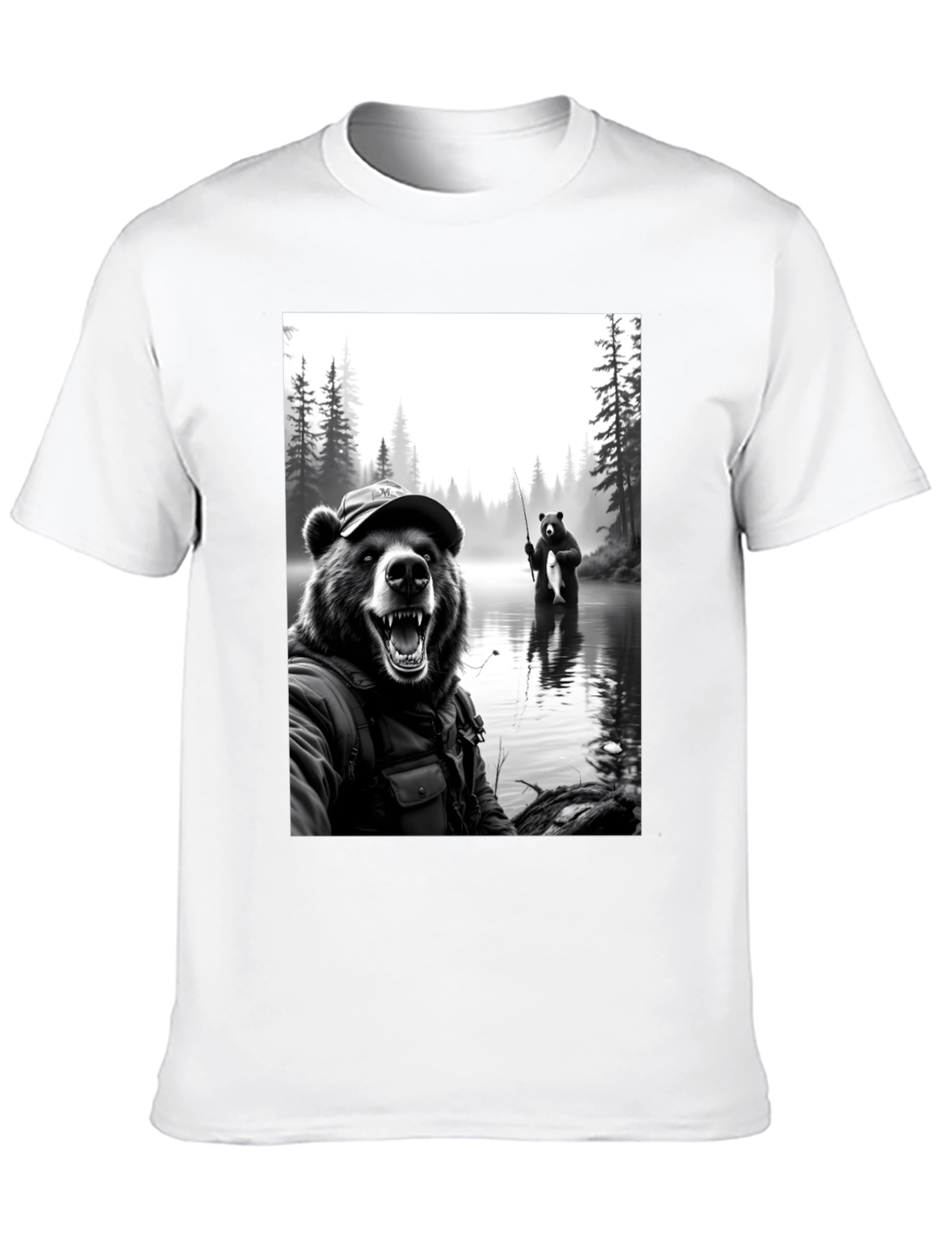 Bear Fishing T-Shirt: Funny Nature Tee