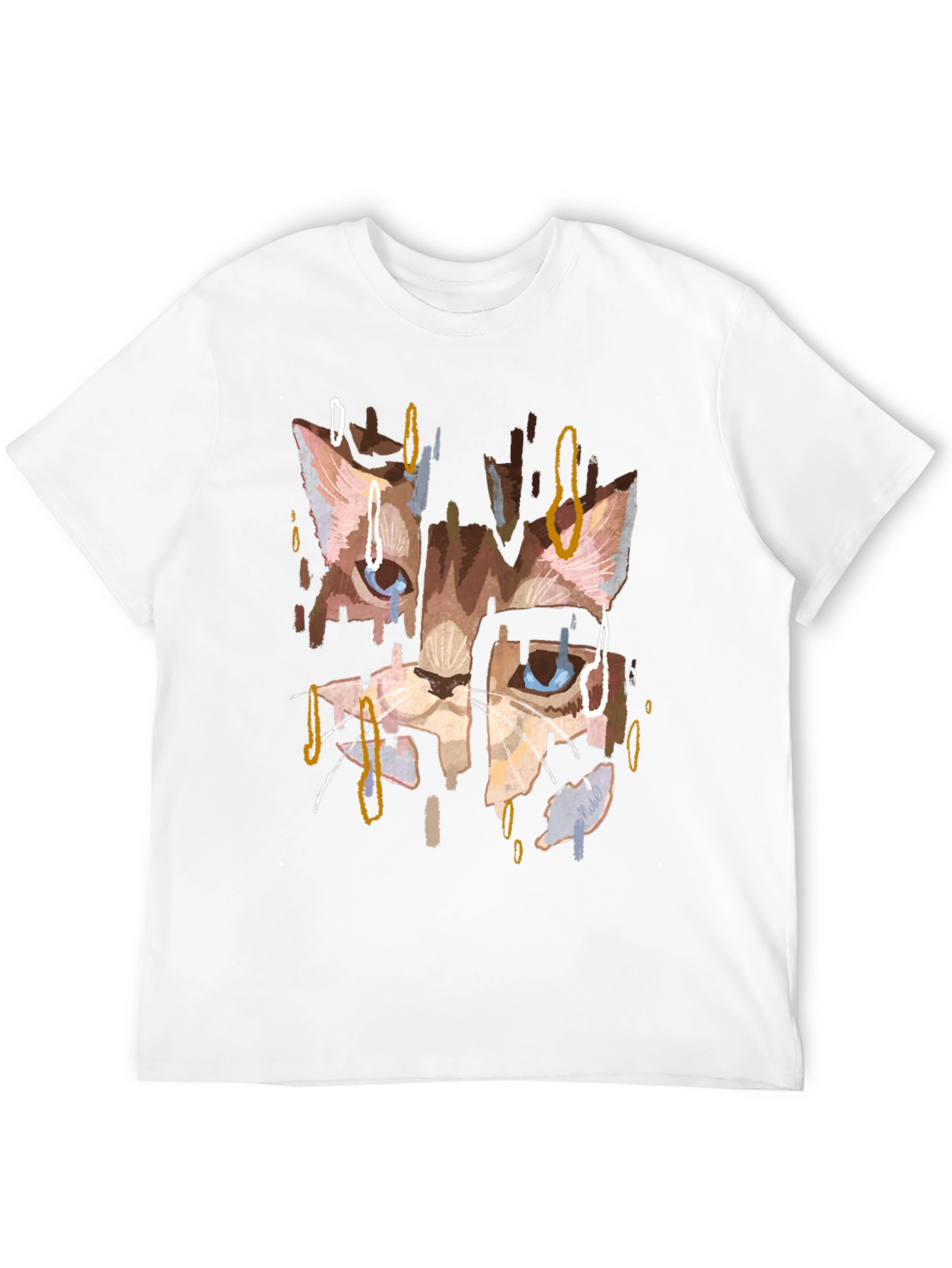 Abstract Cat Print Black T-Shirt