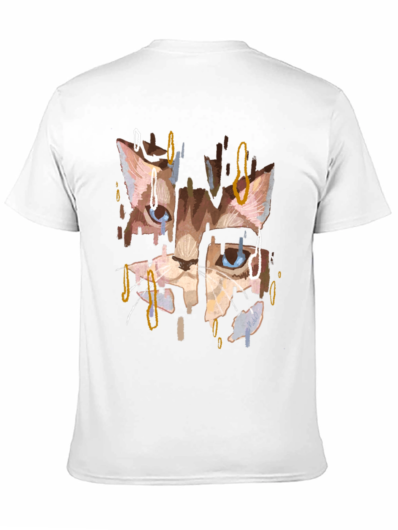 Abstract Cat Print Black T-Shirt