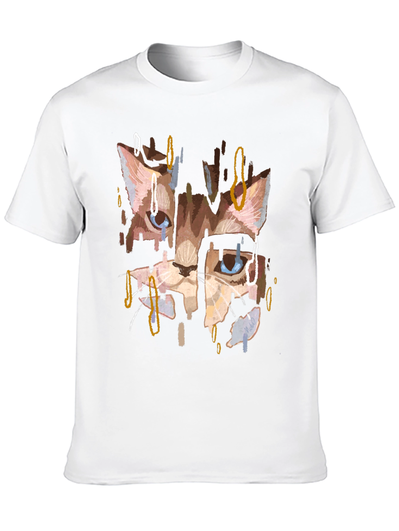 Abstract Cat Print Black T-Shirt