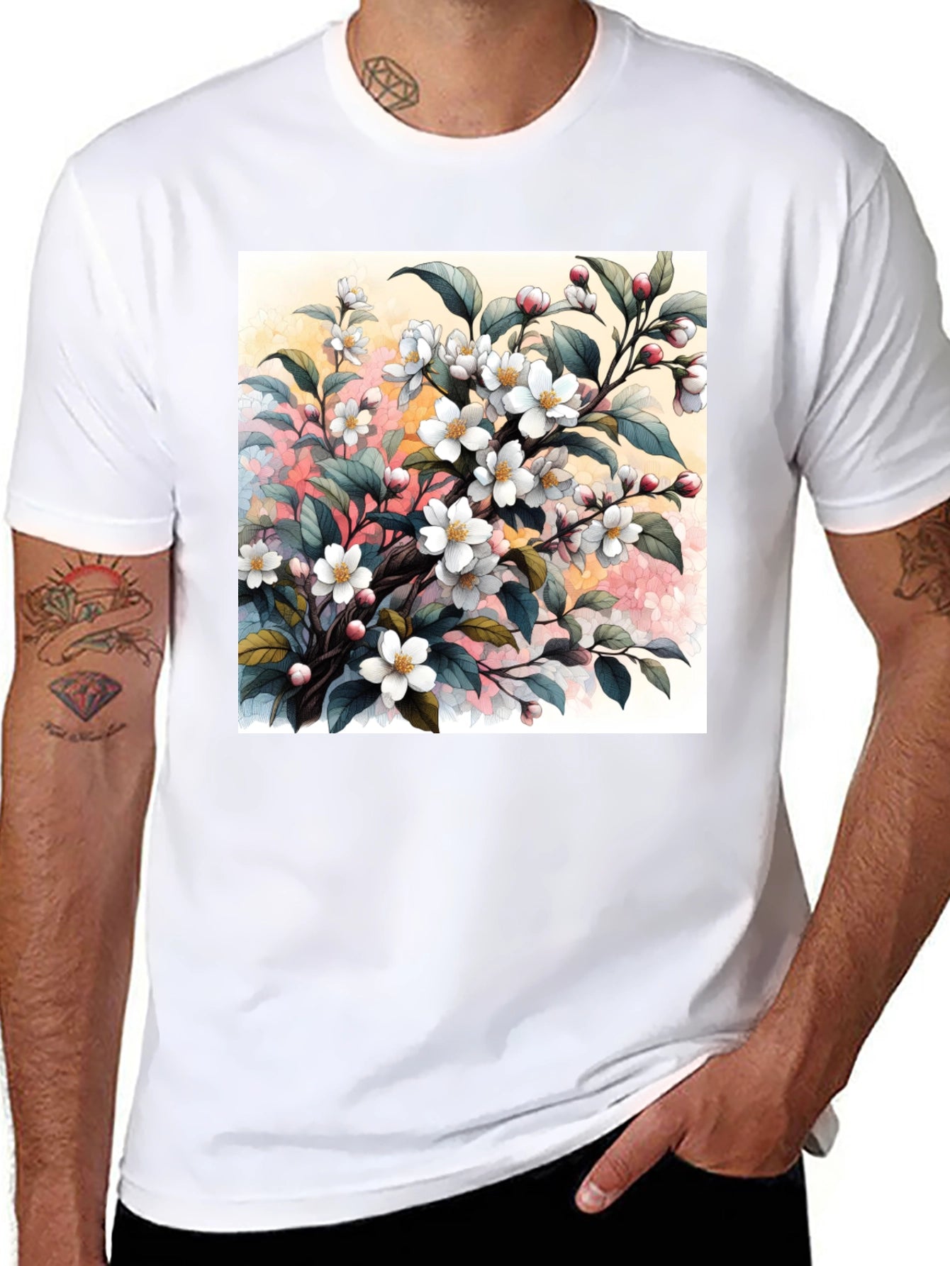 Floral Blossom T-Shirt - Artistic Botanical Design