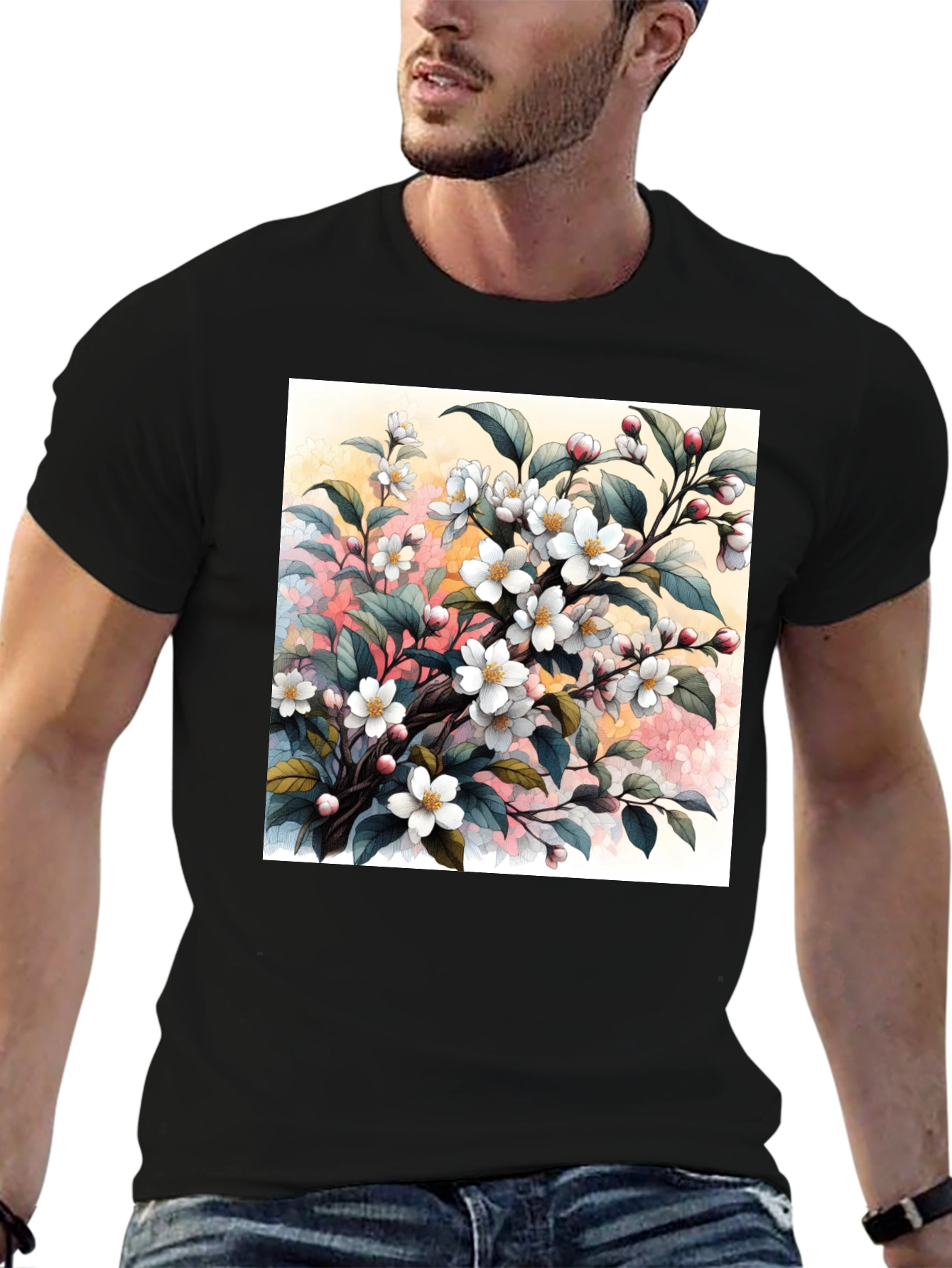 Floral Blossom T-Shirt - Artistic Botanical Design