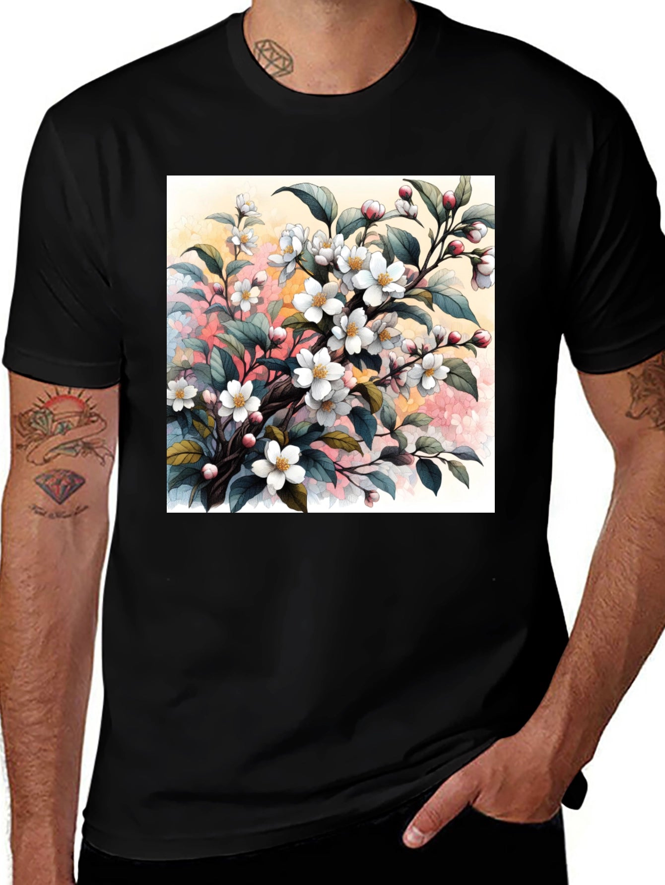 Floral Blossom T-Shirt - Artistic Botanical Design