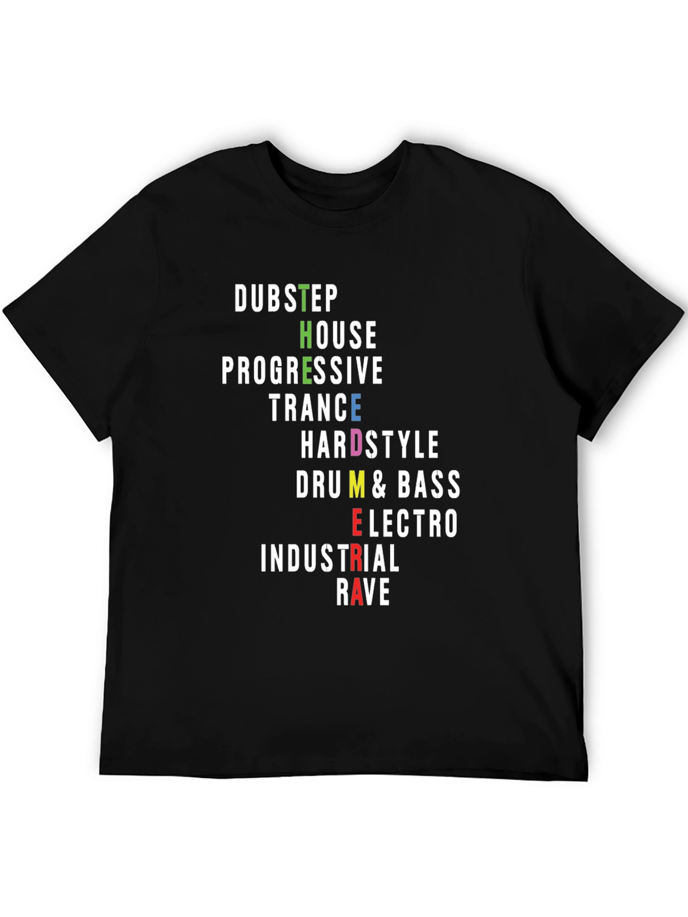 EDM Music Genres Graphic T-Shirt - Raver Style Tee