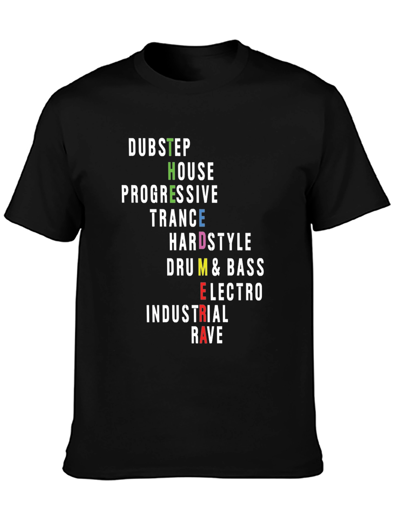 EDM Music Genres Graphic T-Shirt - Raver Style Tee