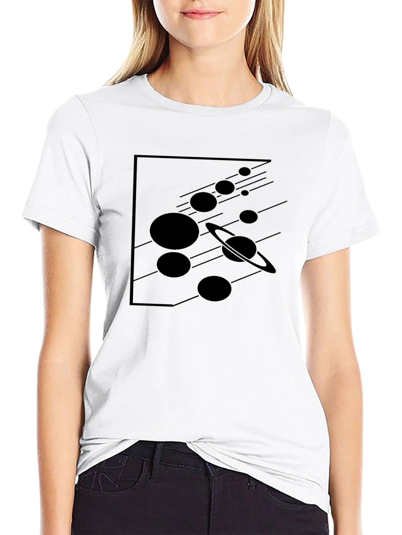 Space Planets Graphic Black T-Shirt