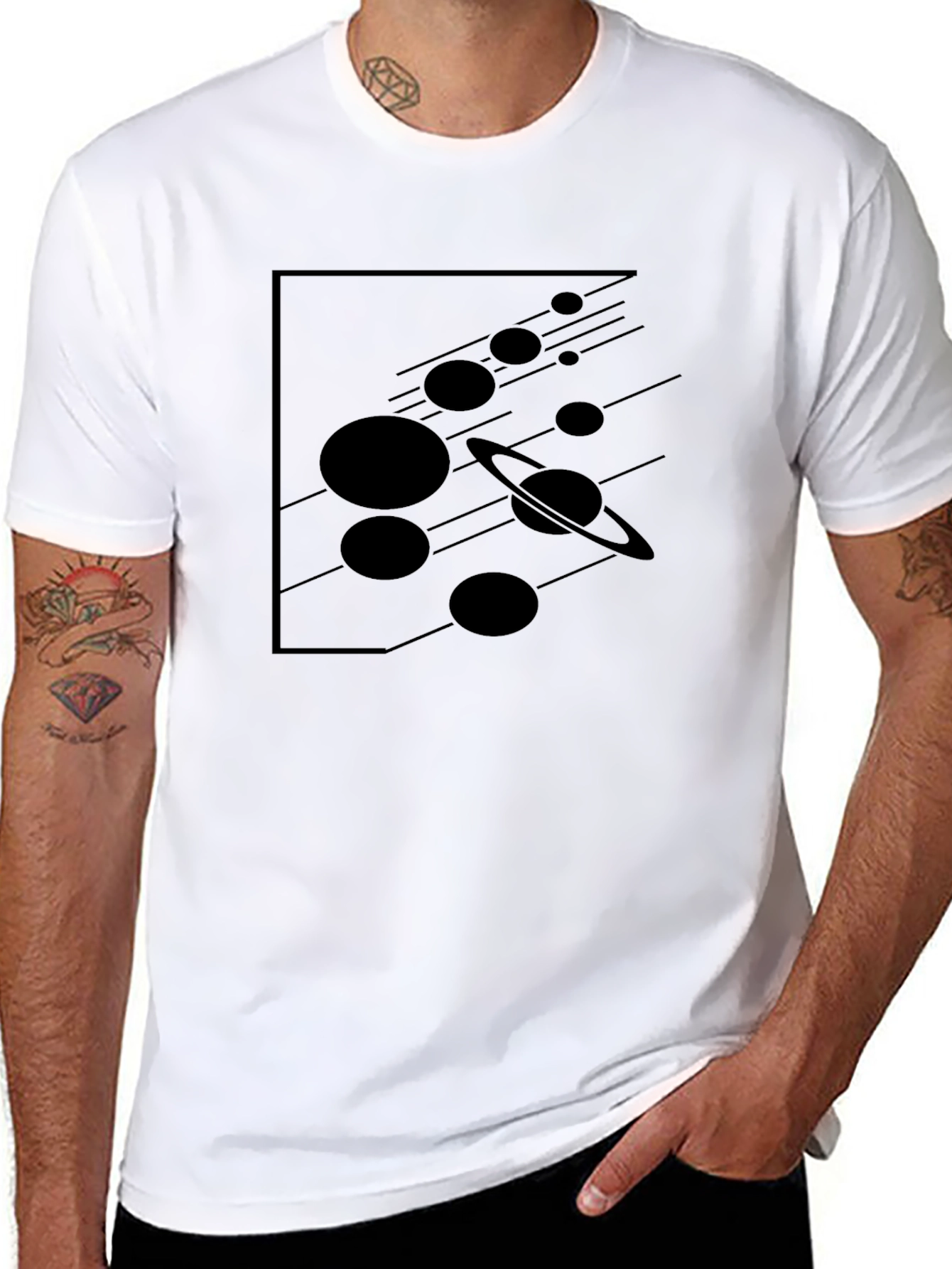 Space Planets Graphic Black T-Shirt