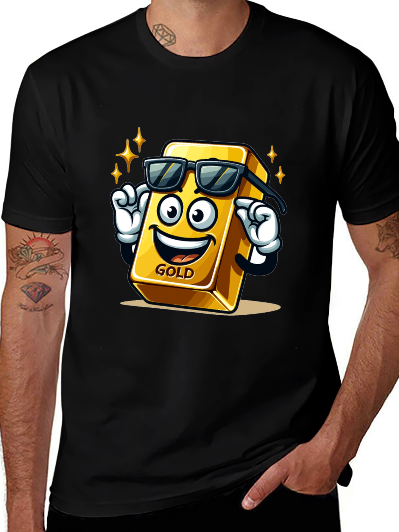 Cool Gold Bar Graphic T-Shirt