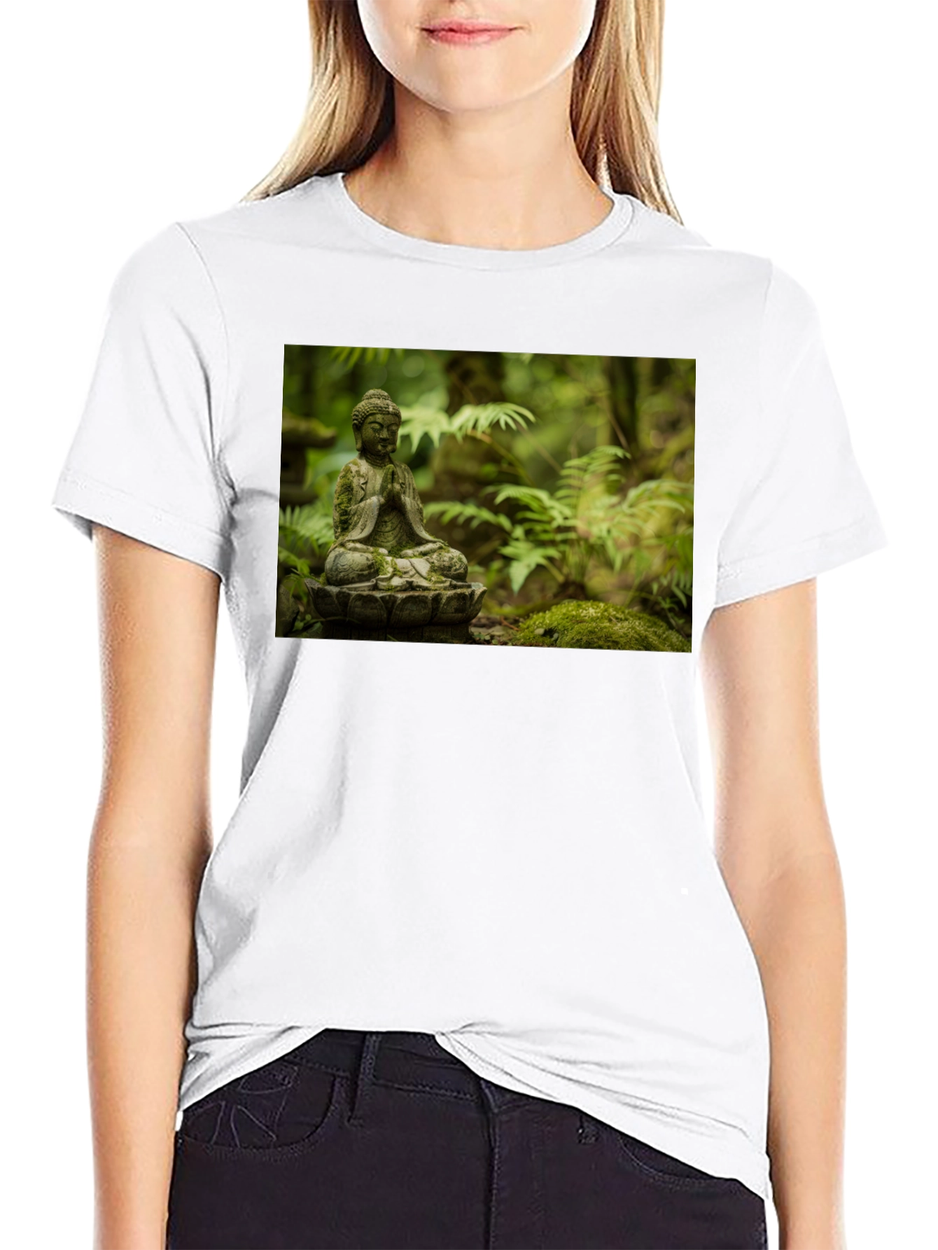 Buddha Statue Graphic Black T-Shirt
