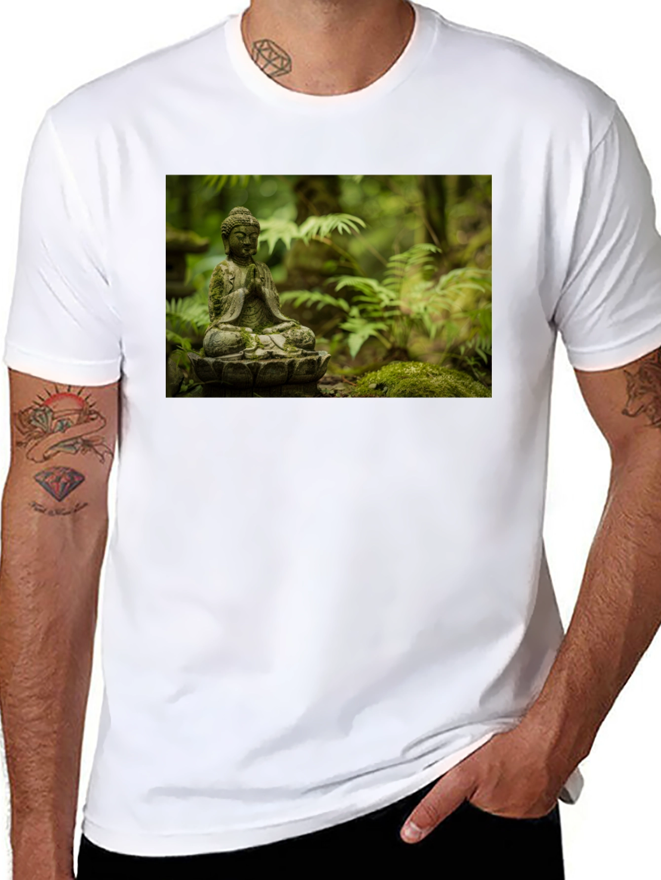 Buddha Statue Graphic Black T-Shirt