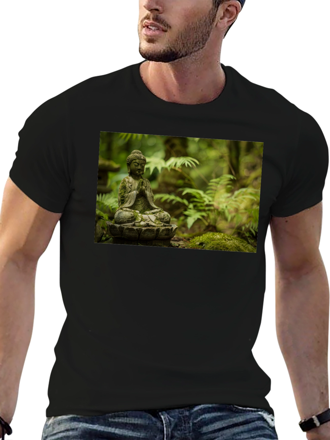 Buddha Statue Graphic Black T-Shirt
