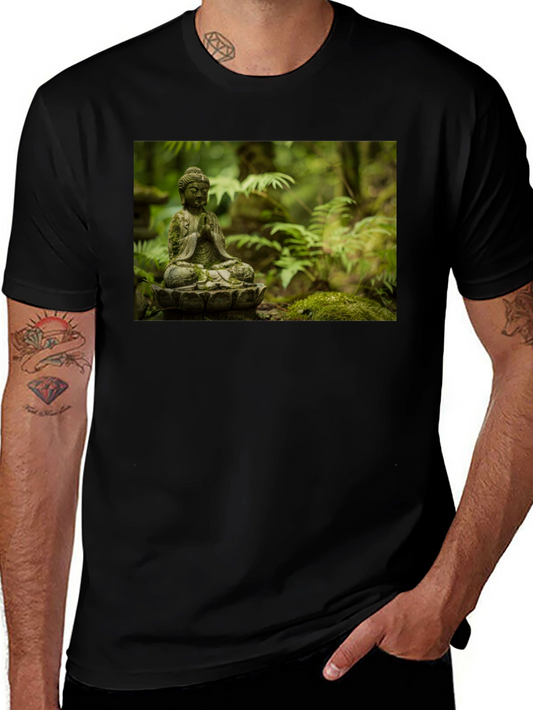 Buddha Statue Graphic Black T-Shirt