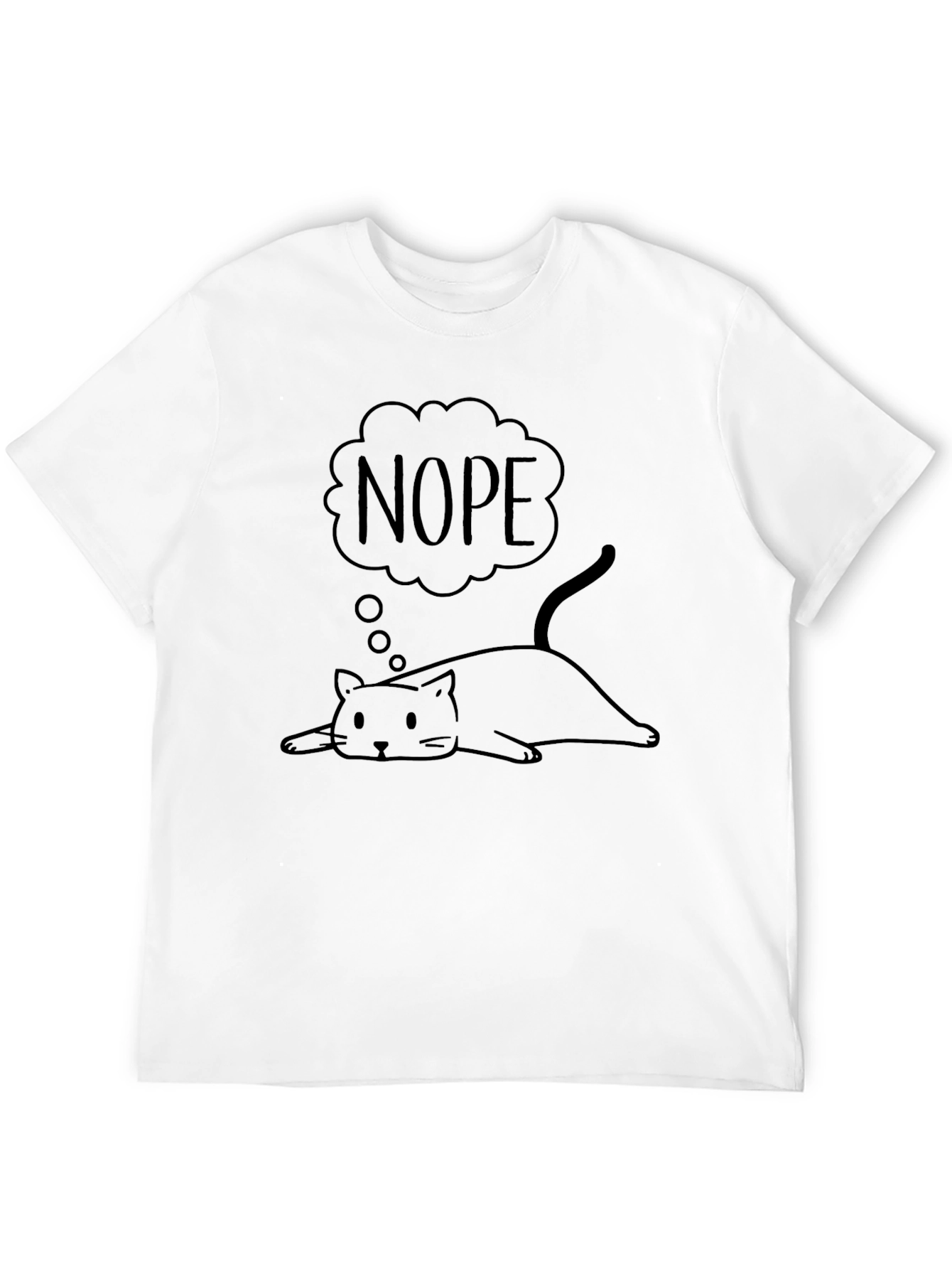 Nope Lazy Cat Graphic T-Shirt