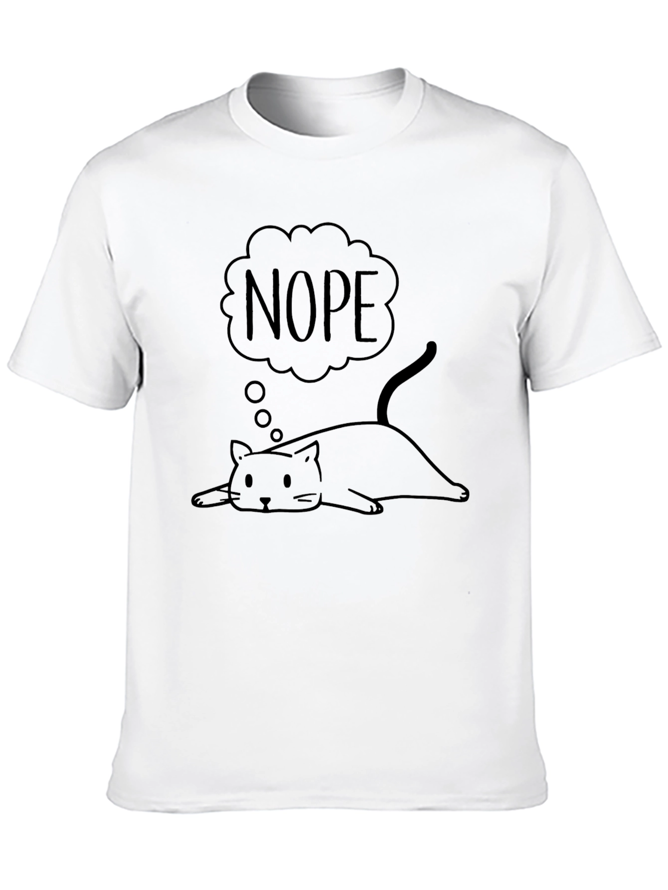 Nope Lazy Cat Graphic T-Shirt