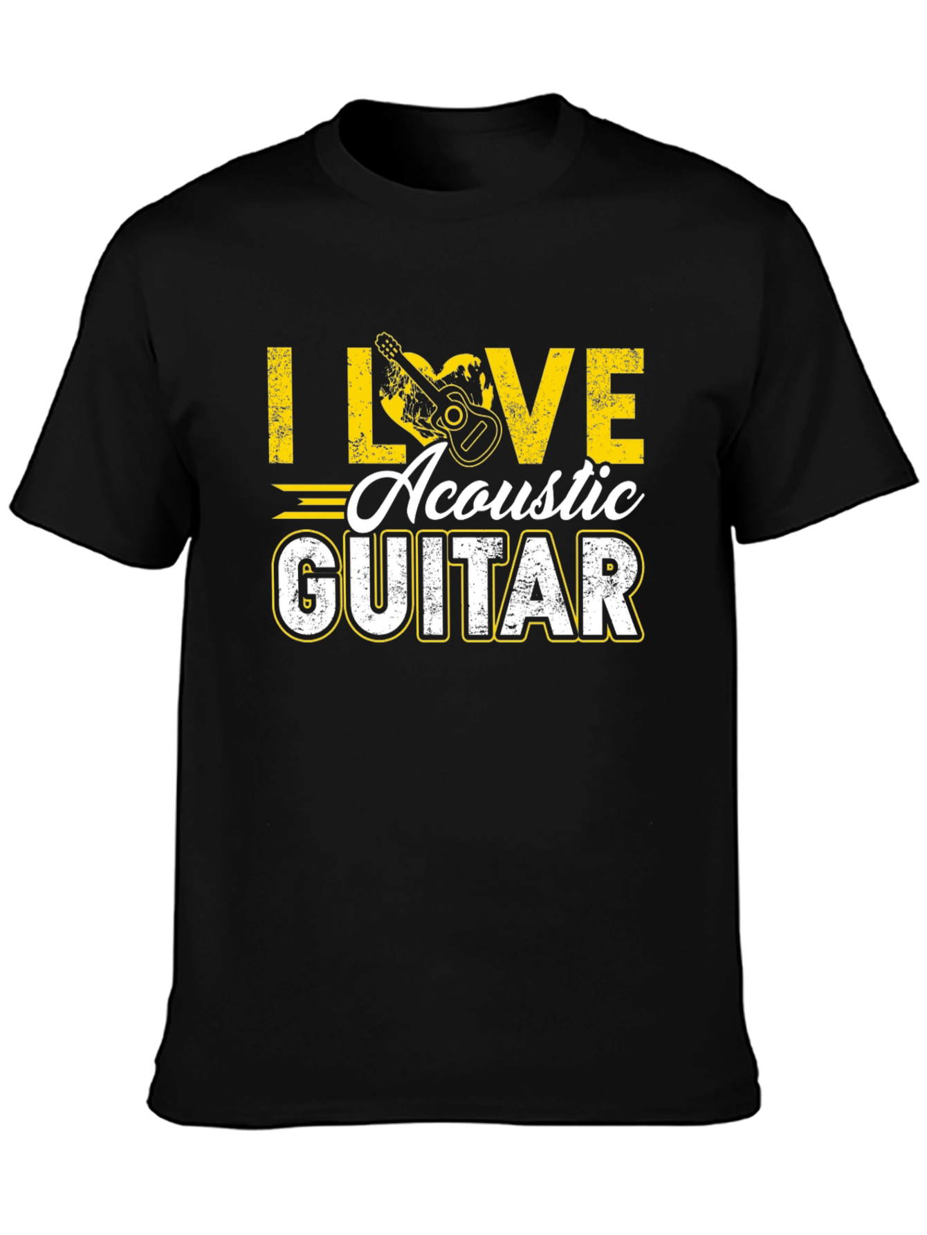 I Love Acoustic Guitar Black T-Shirt