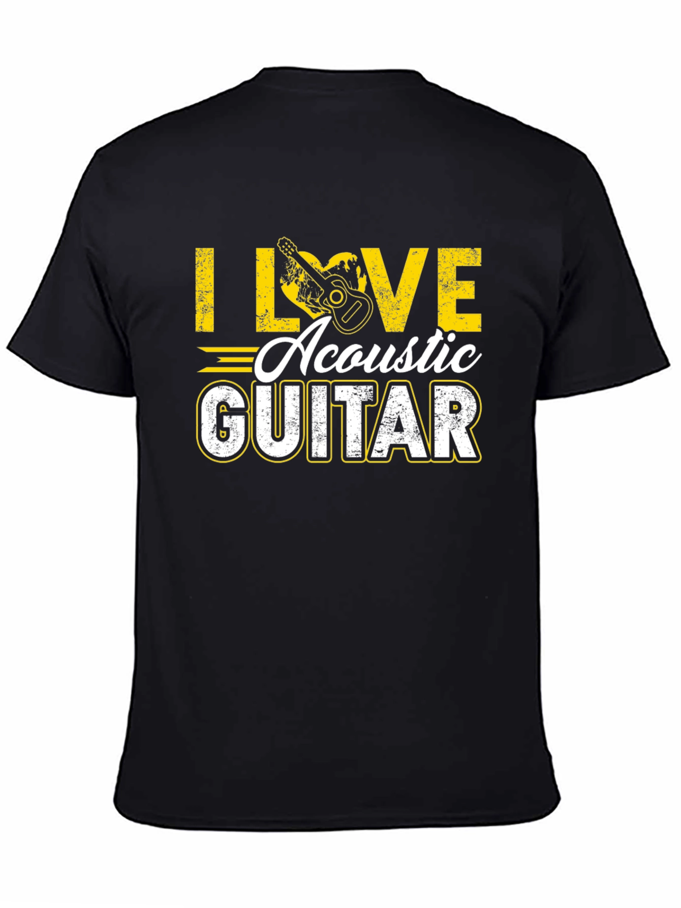 I Love Acoustic Guitar Black T-Shirt