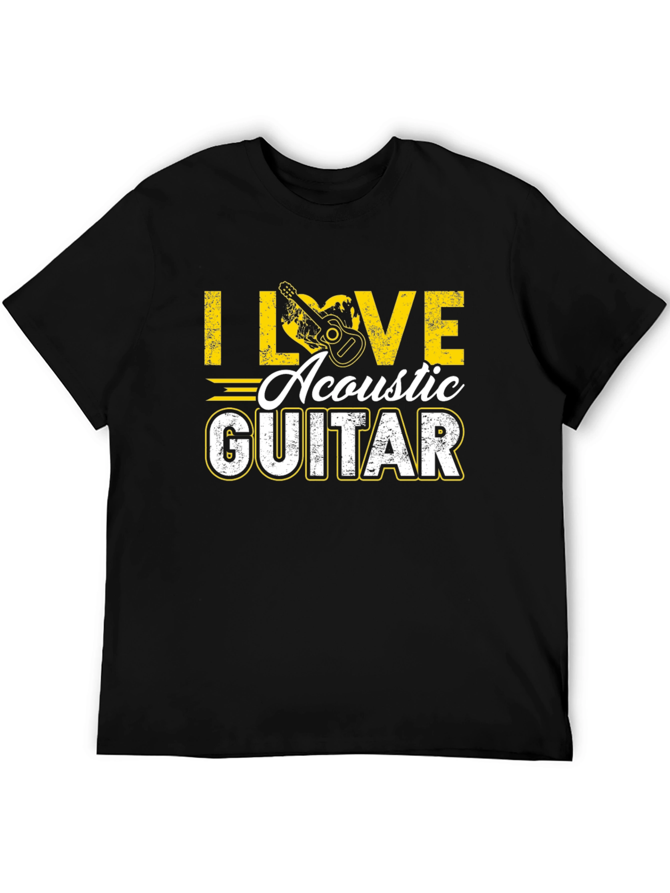 I Love Acoustic Guitar Black T-Shirt