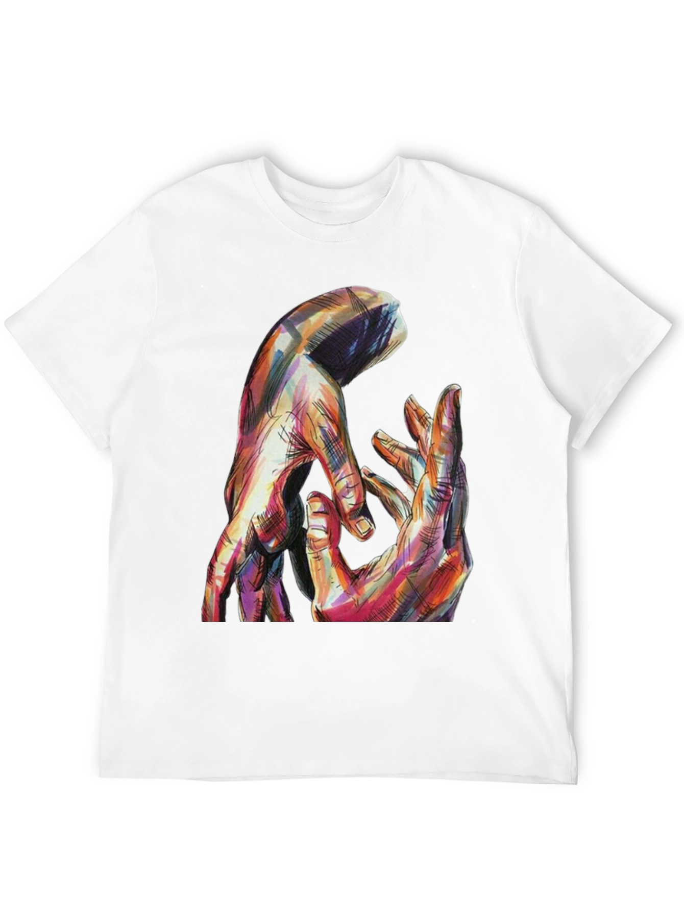 Abstract Hands Graphic Print Black T-Shirt