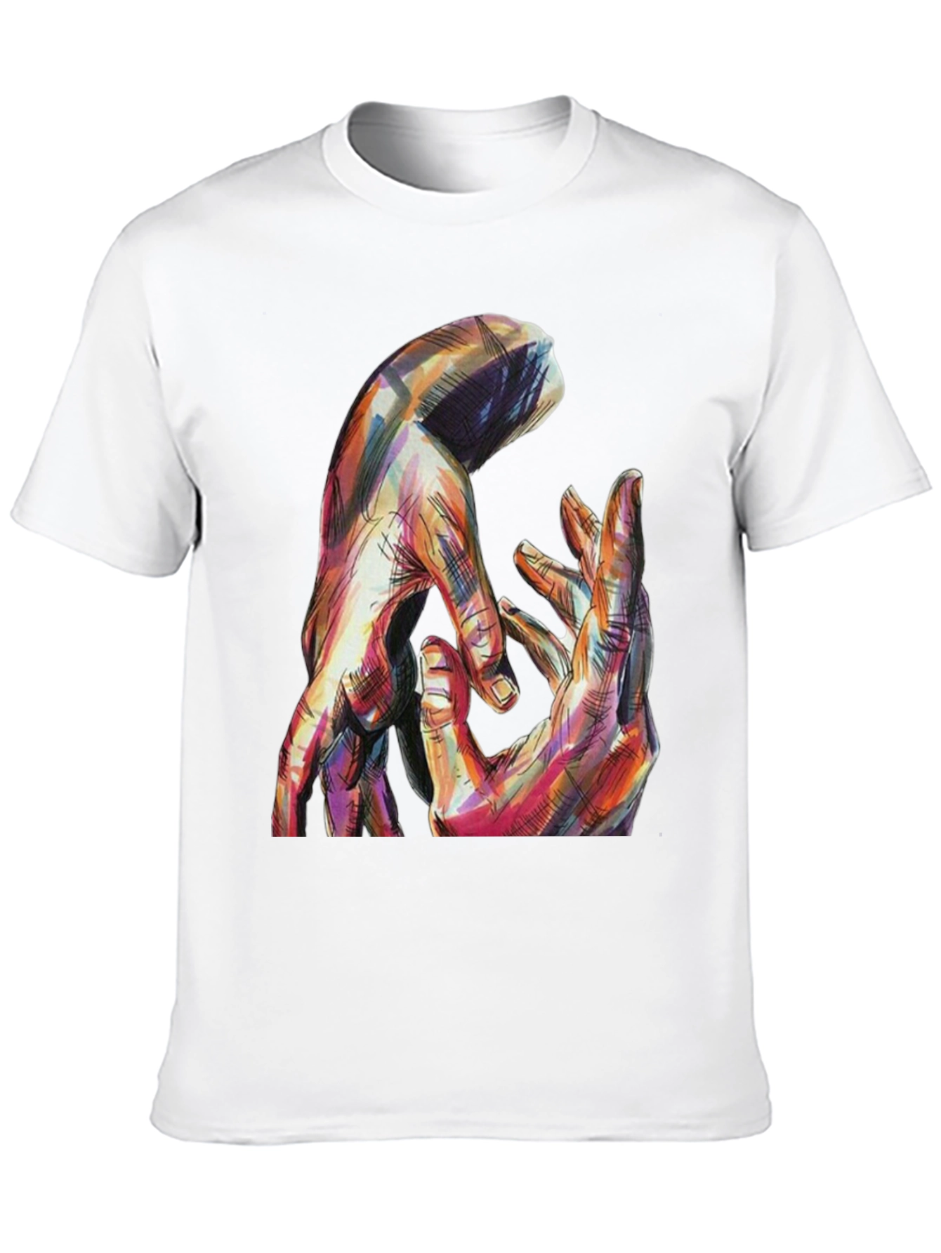 Abstract Hands Graphic Print Black T-Shirt