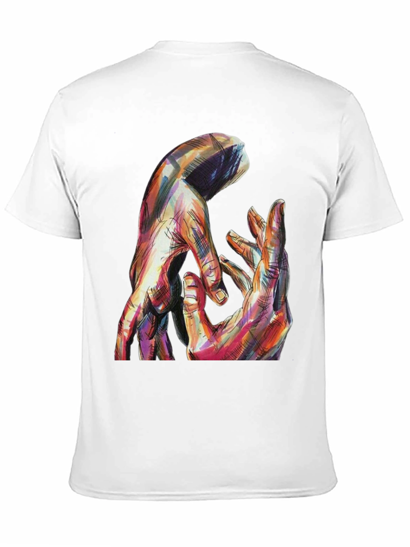 Abstract Hands Graphic Print Black T-Shirt
