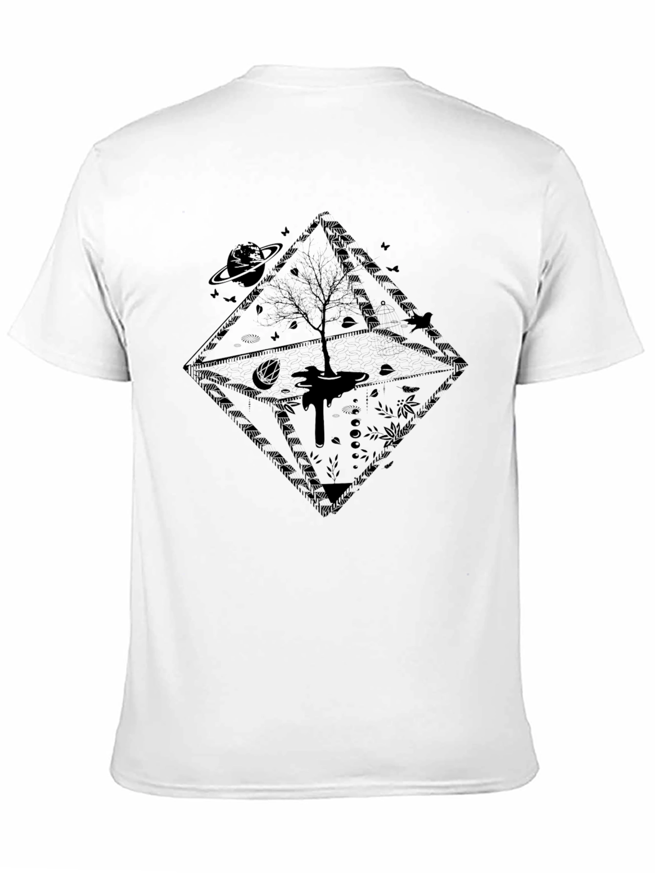 Mens Black Graphic Tee - Tree of Life Design